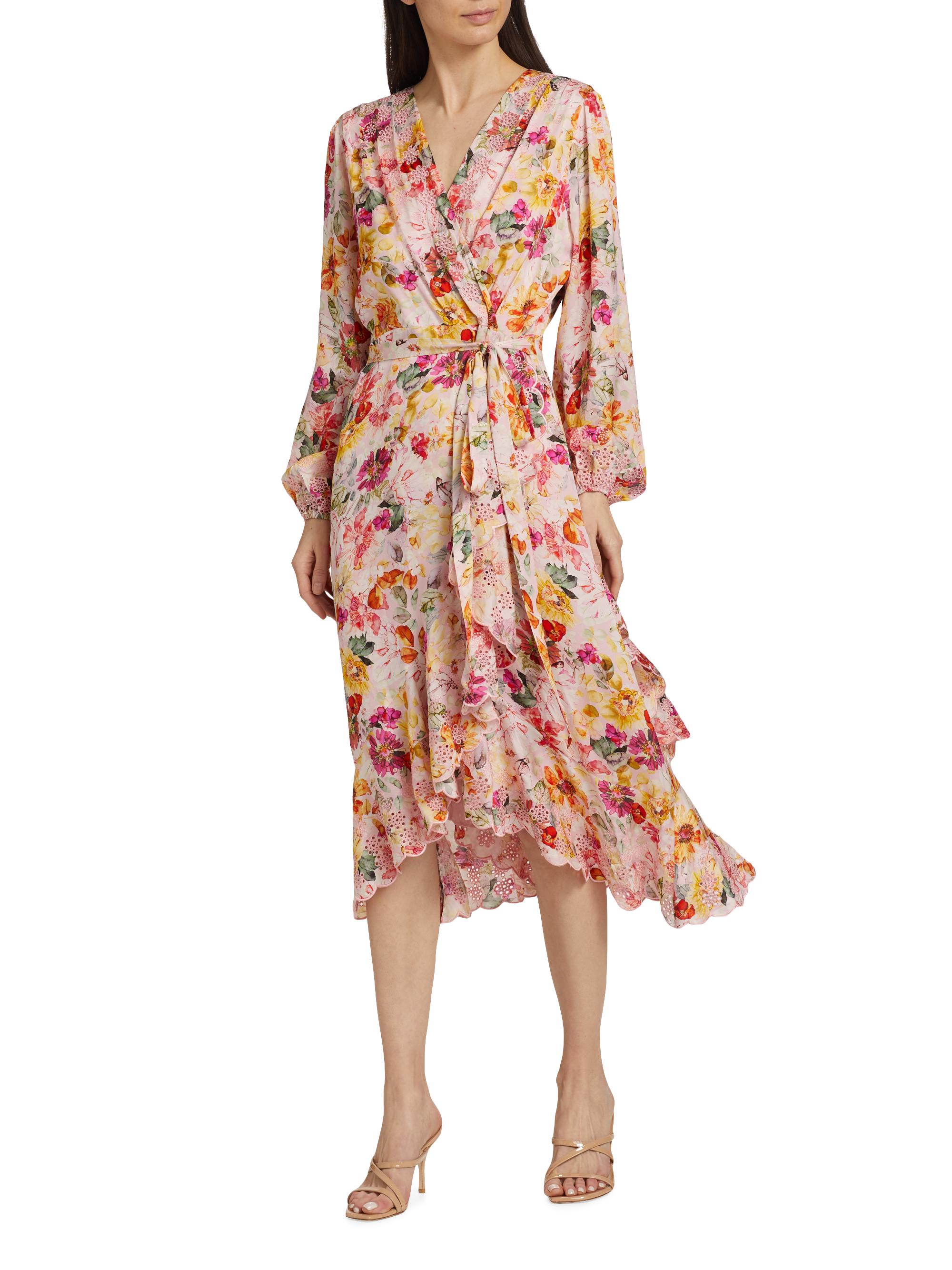 Elie Tahari The Charlotte Floral Embroidered Midi-Dress