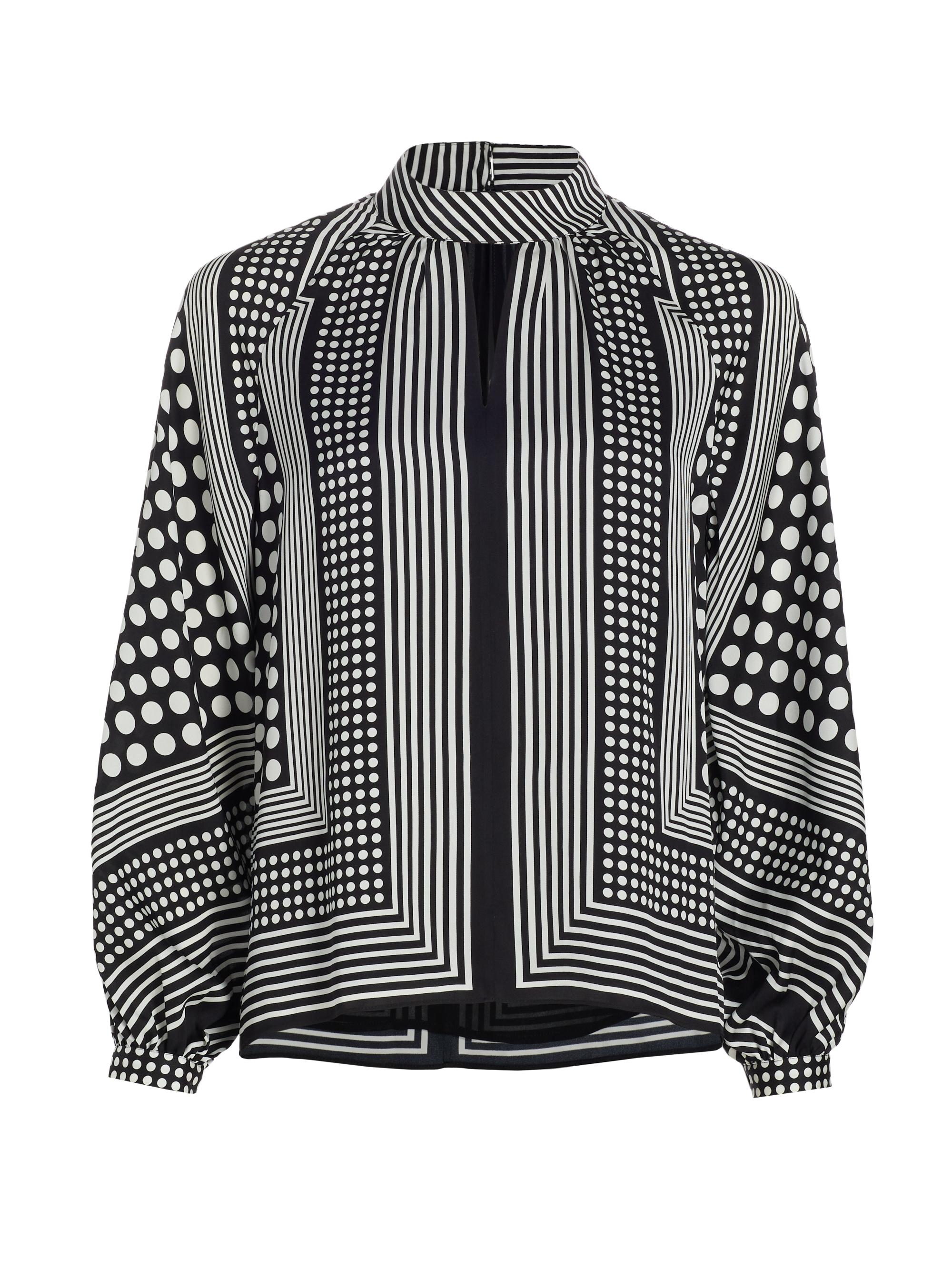 Elie Tahari Women's The Mixed Dot Olivia Silk Top - Noir White Dot