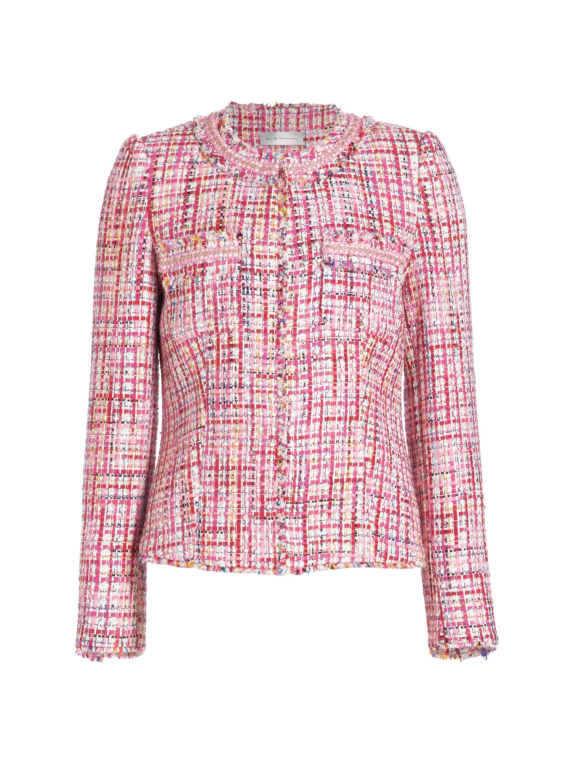 Elie Tahari Women's The Allie Tweed Jacket - Pink Tweed
