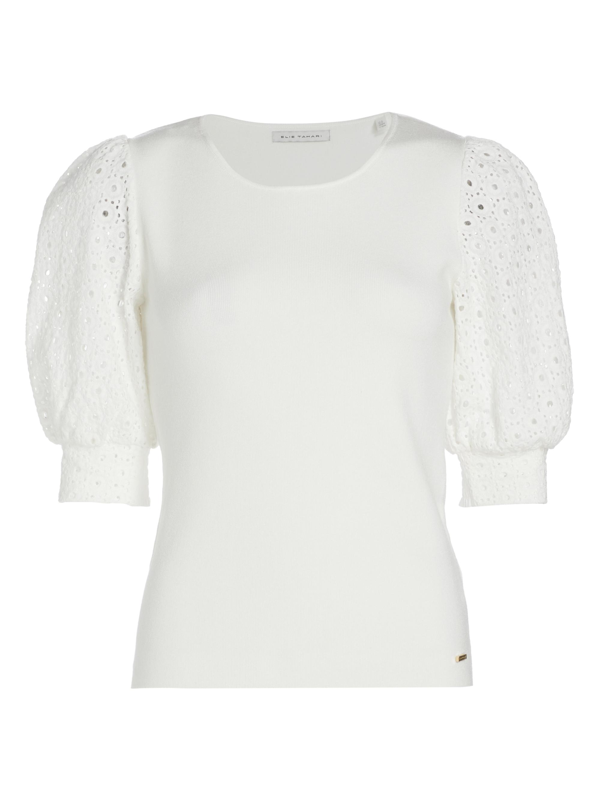 Elie Tahari Women's Lainey Mixed-Media Top - Sky White