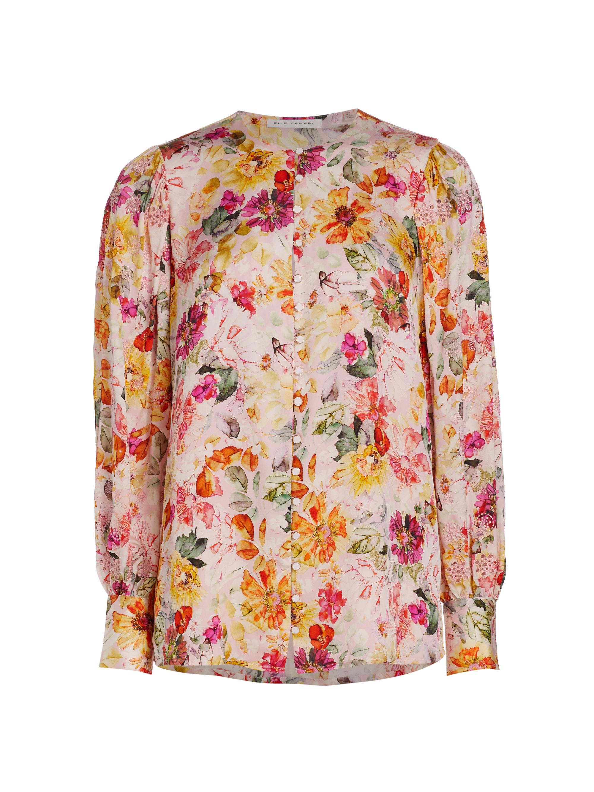 Elie Tahari Women's The Wendy Embroidered Silk-Blend Blouse - Wonderland Print