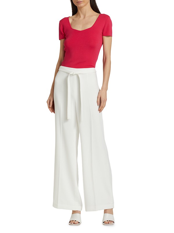 Shop Elie Tahari The Brianne Belted Wide-Leg Pants | Saks Shop Elie Tahari The Brianne Belted Wide-Leg Pants | Saks