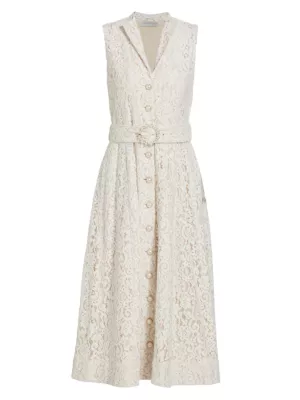 Elie Tahari Women's Hailee Belted Lace Midi-Dress -  Lace
