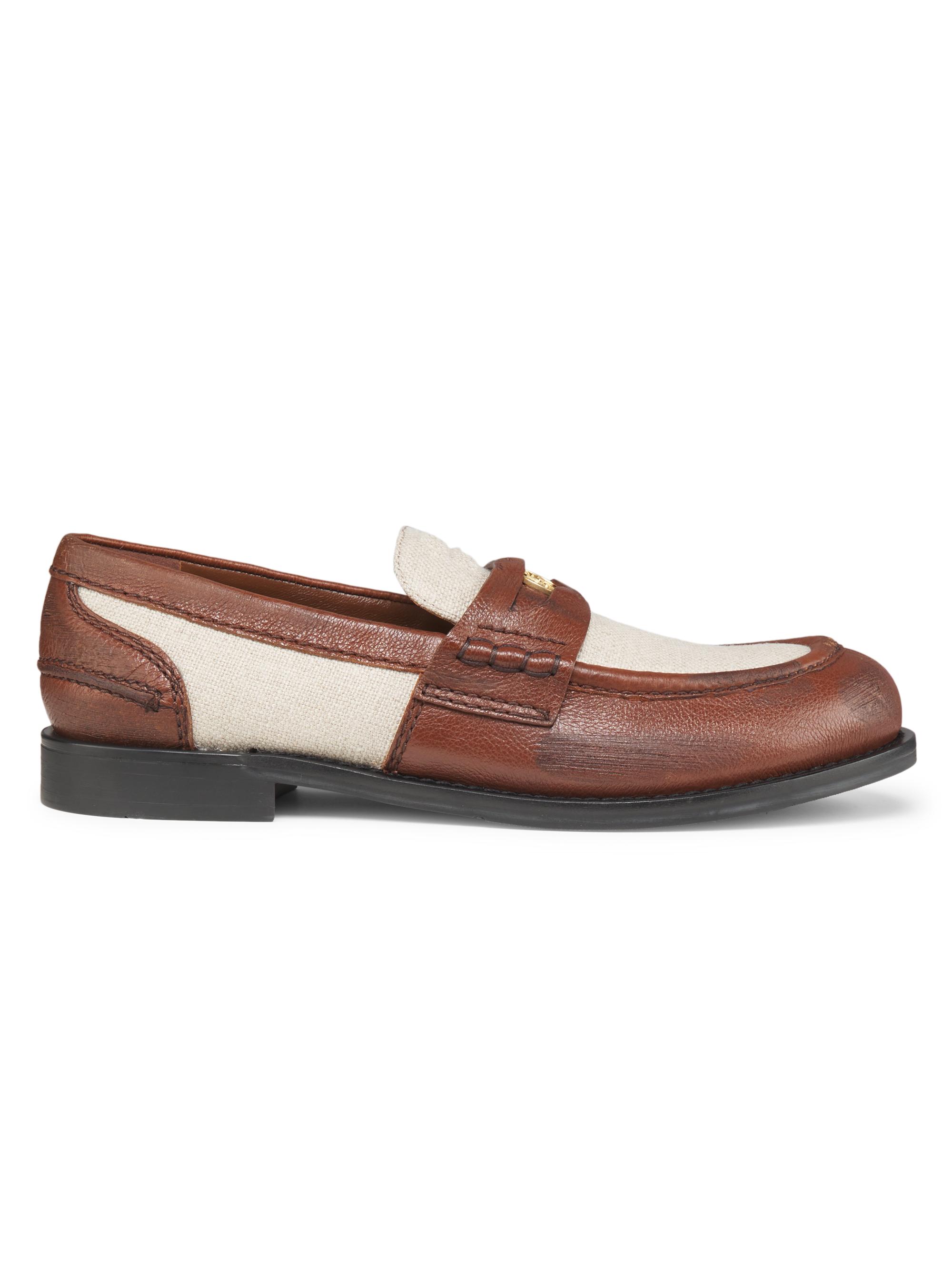 Miu Miu Women's Bi-Color Leather & Canvas Loafers - Bruciato Corda