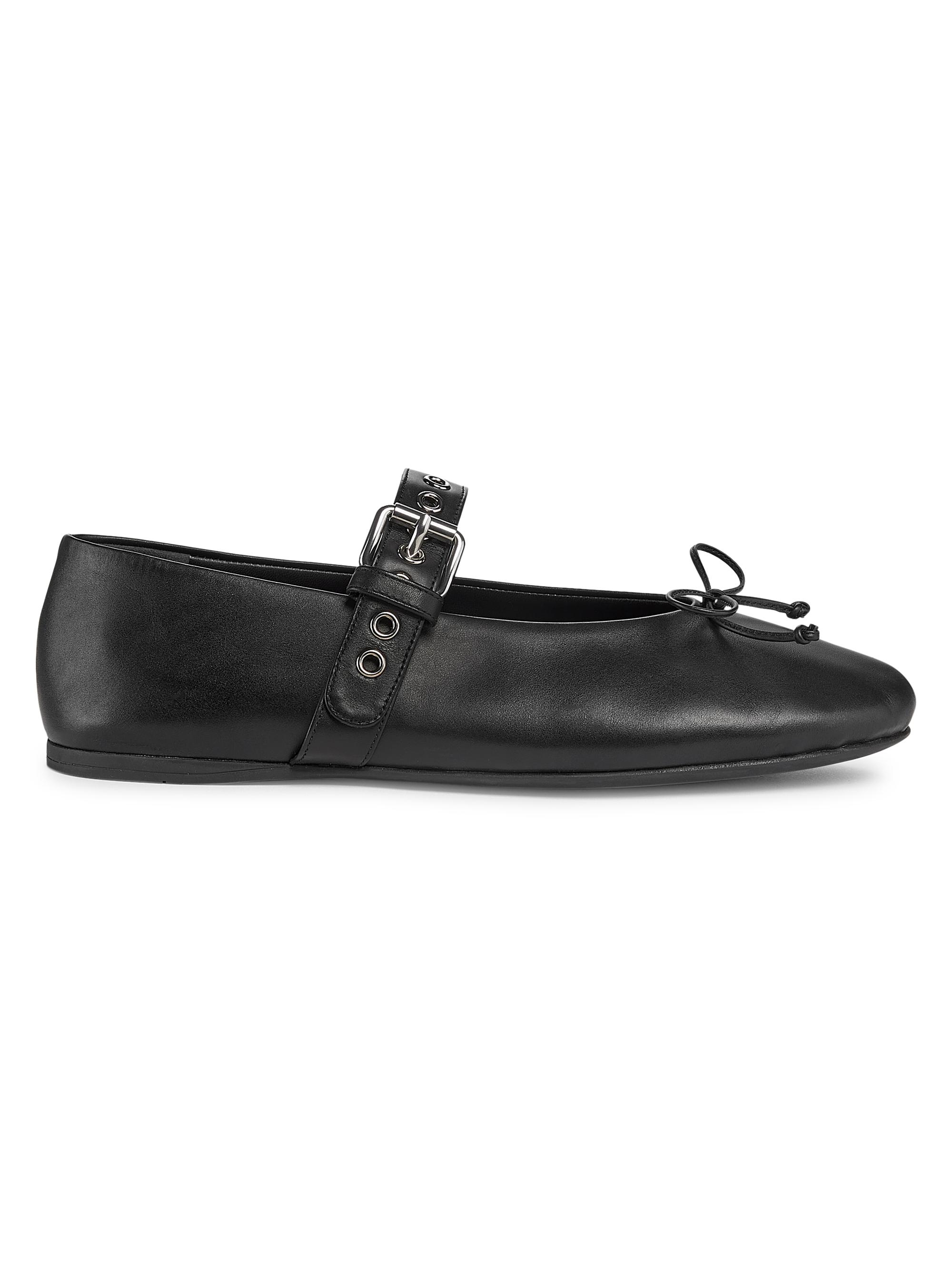 Miu Miu Women's Mary Jane Leather Ballerina Flats - Nero