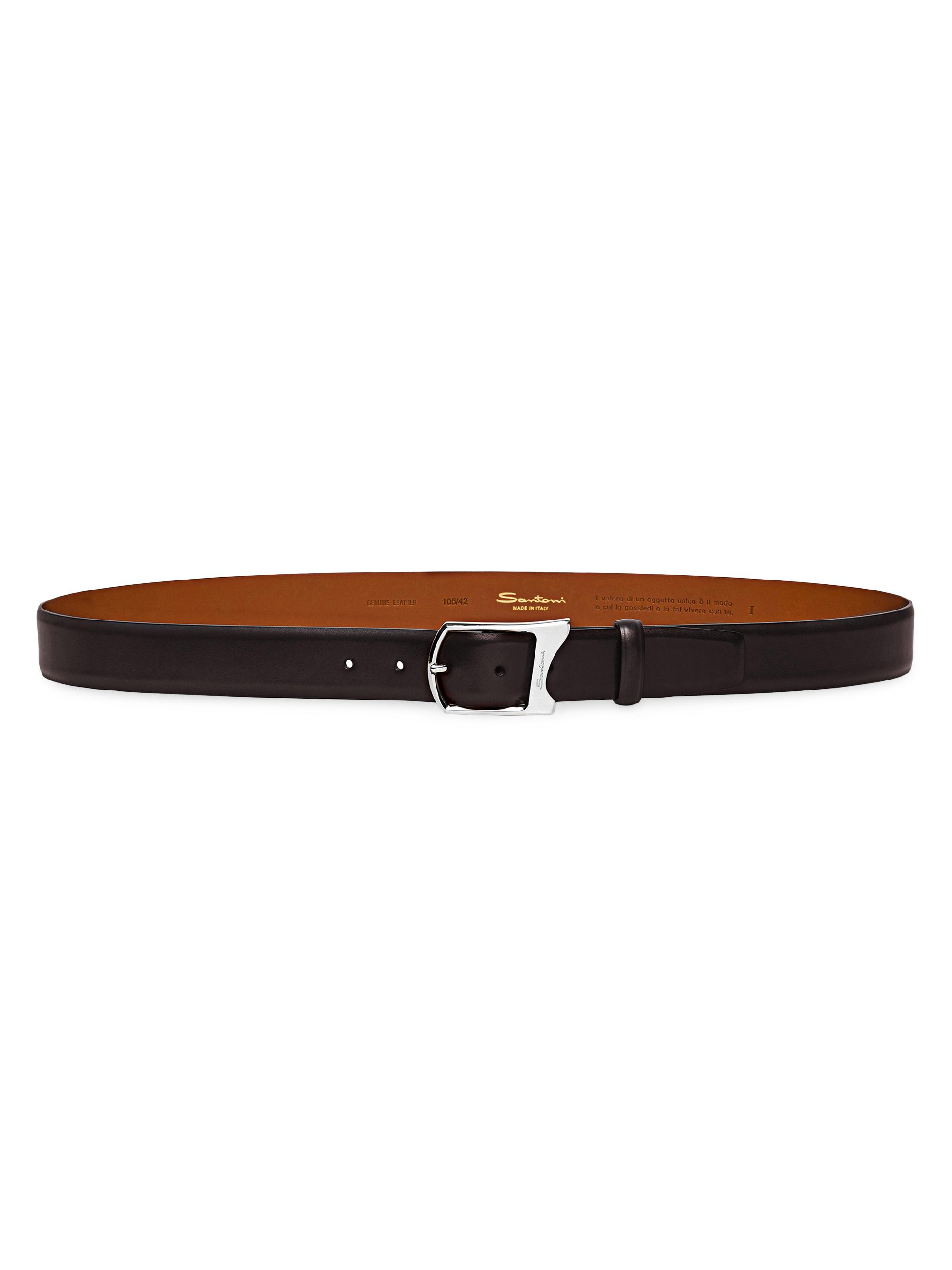 Santoni Men's Leather Belt - Black