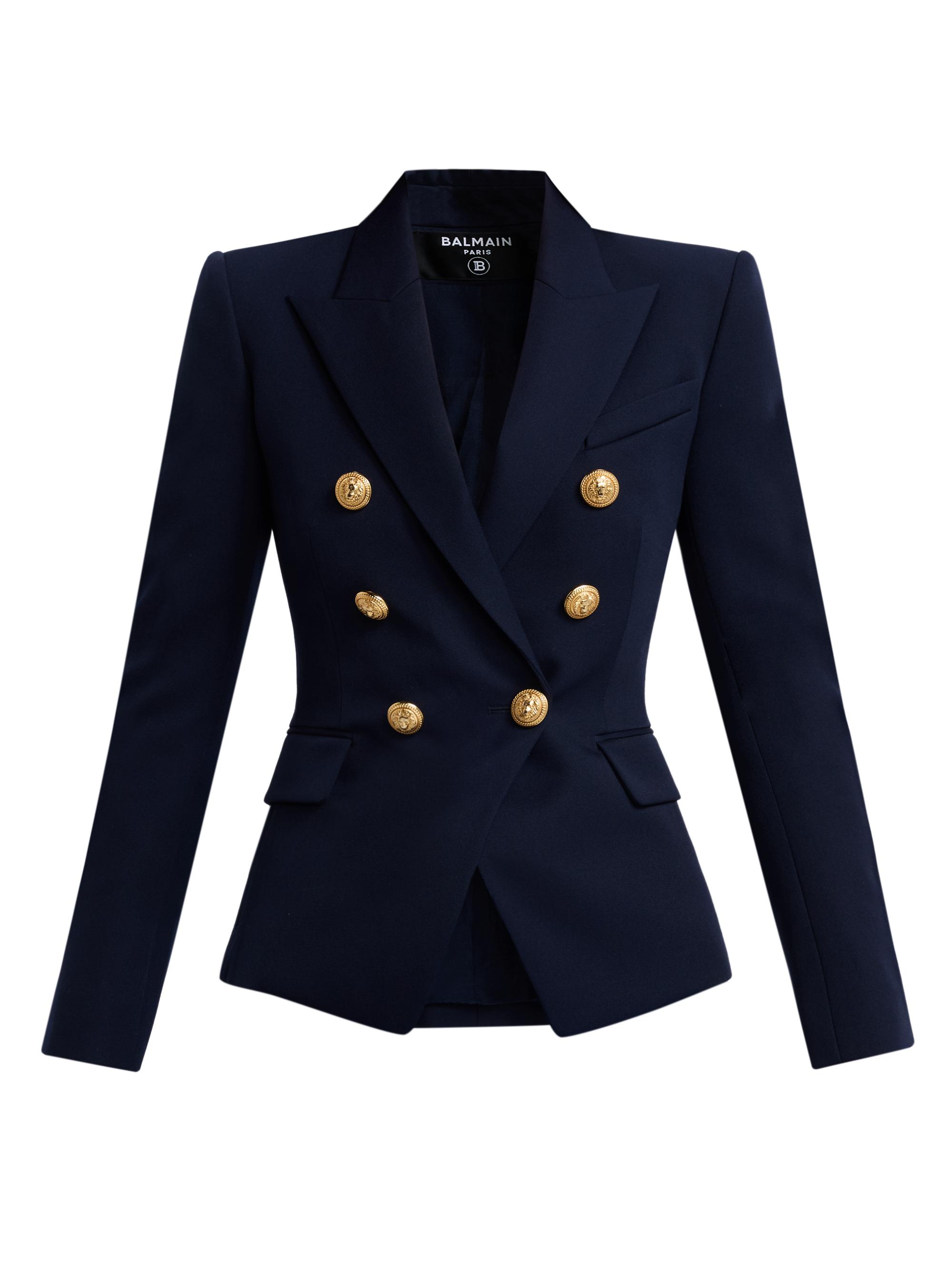 Balmain Women's Double-Breasted Wool Jacket - Marine