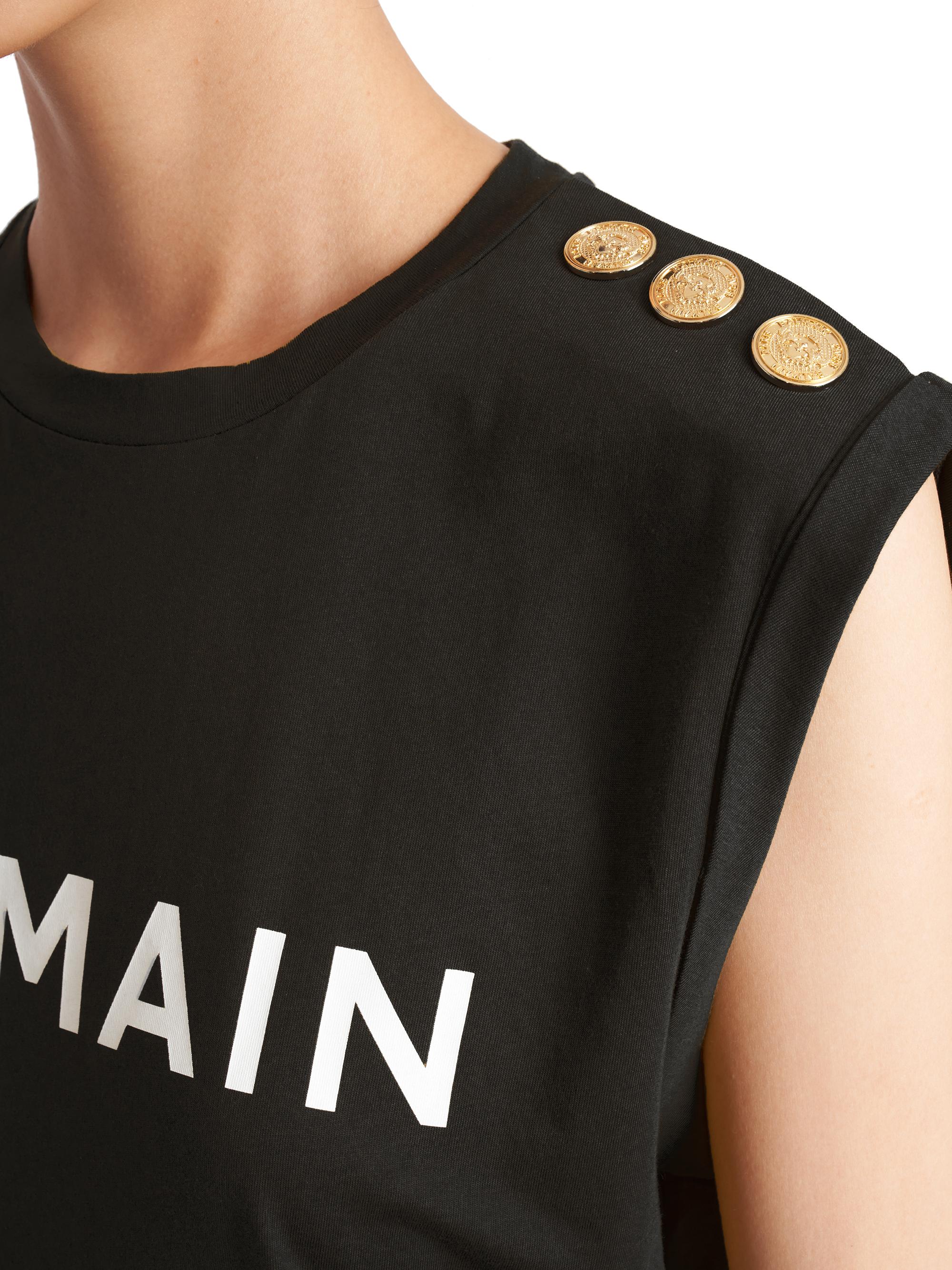 Farfetch Balmain T Shirt Gold Buttons Balmain Button-Embellished