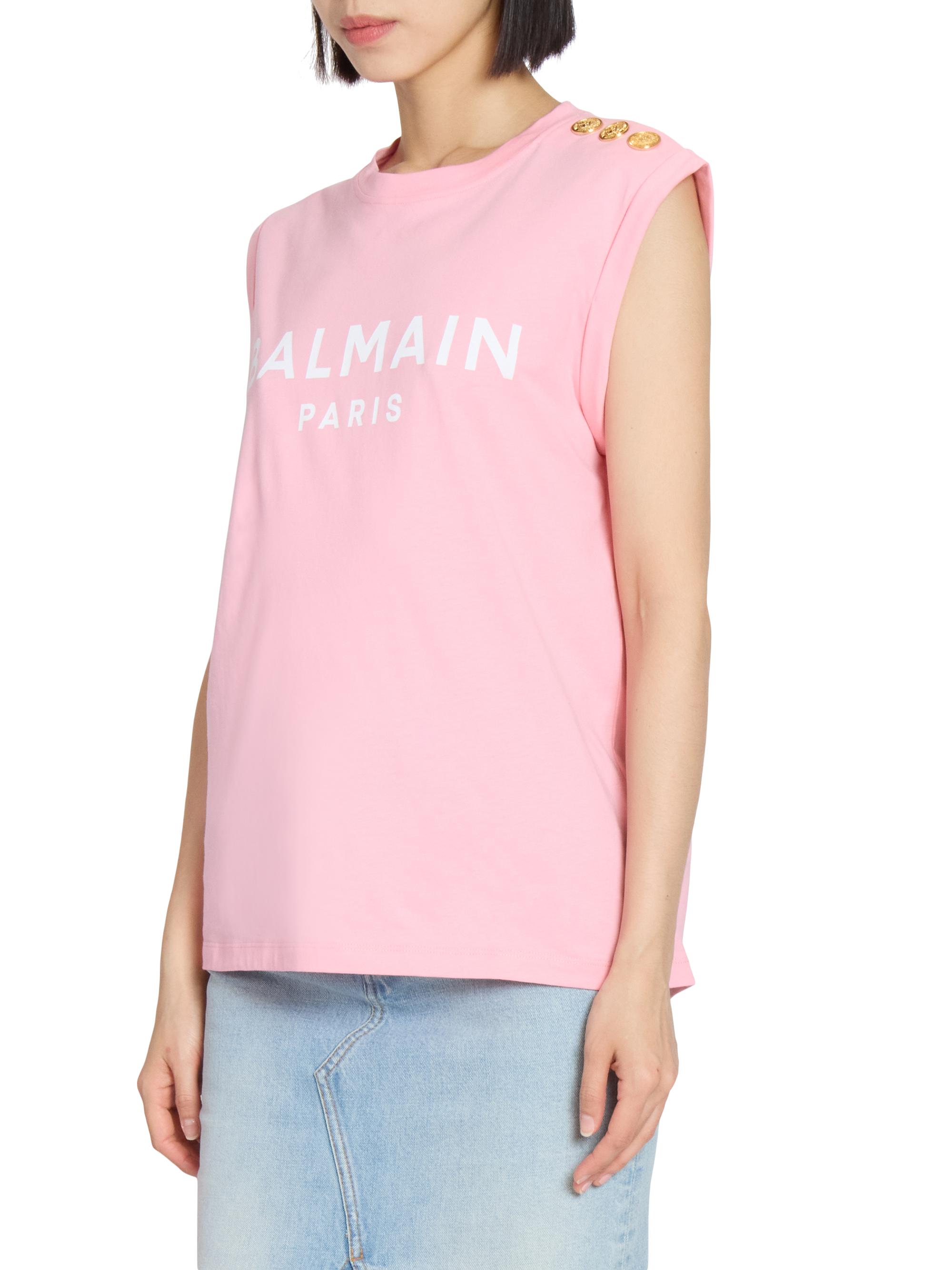 【BALMAIN】肩ボタンカットソー Balmain Logo Button-Shoulder Muscle T-Shirt | Saks Fifth Avenue