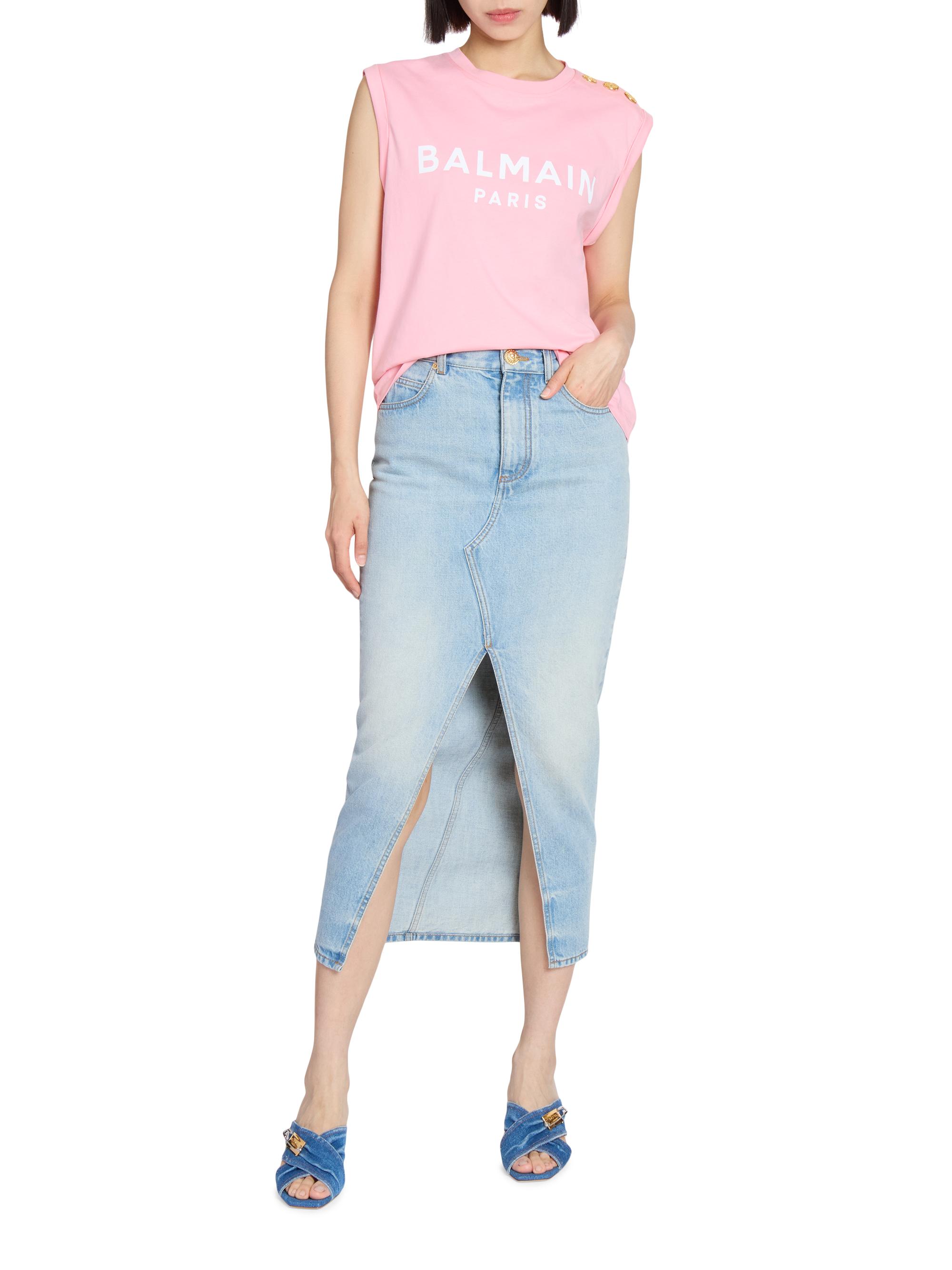 【BALMAIN】肩ボタンカットソー Balmain Button Shoulder Cotton Logo Graphic T-Shirt | Nordstrom