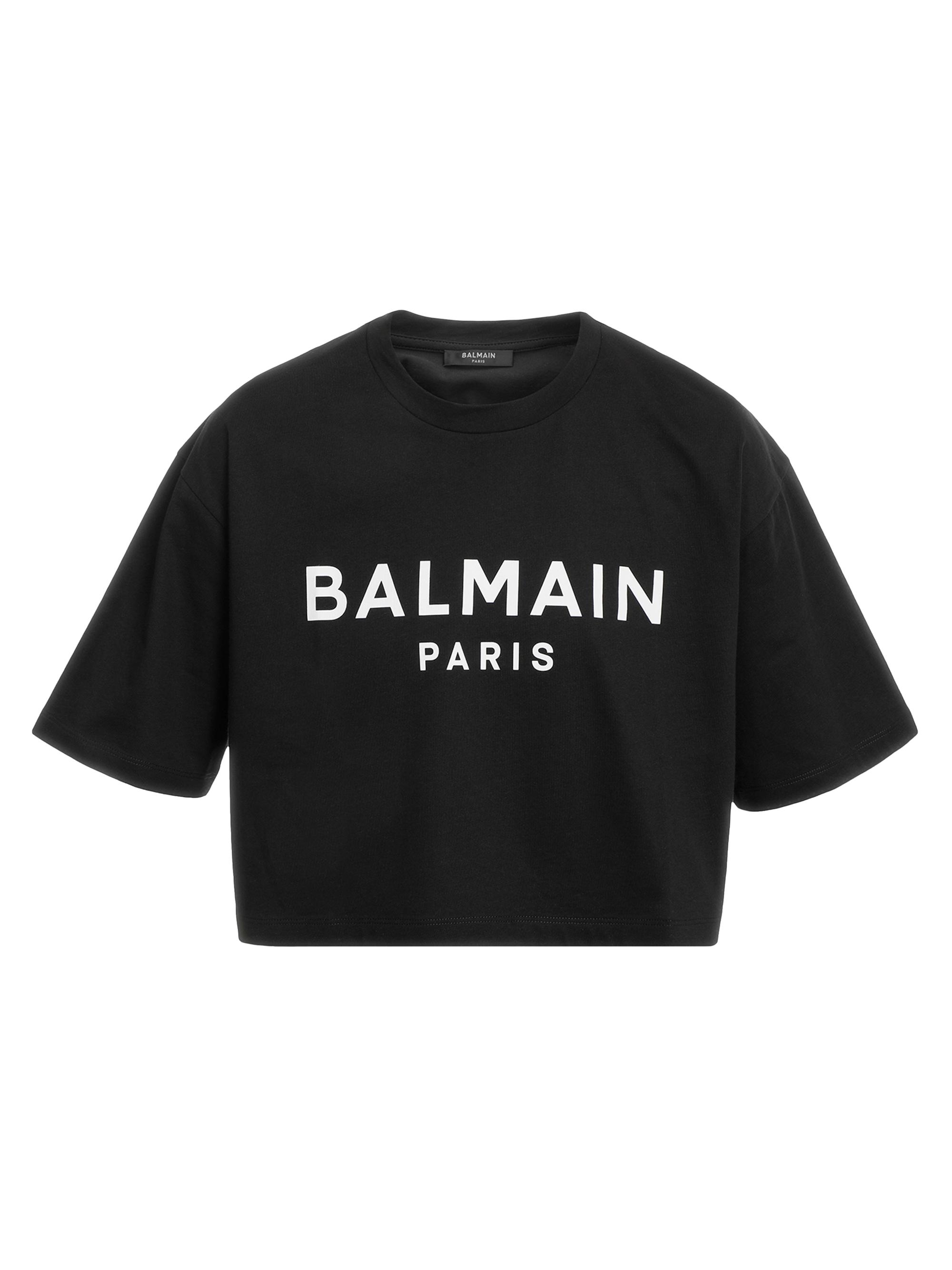 Balmain Women's Logo Crop T-Shirt - Black White