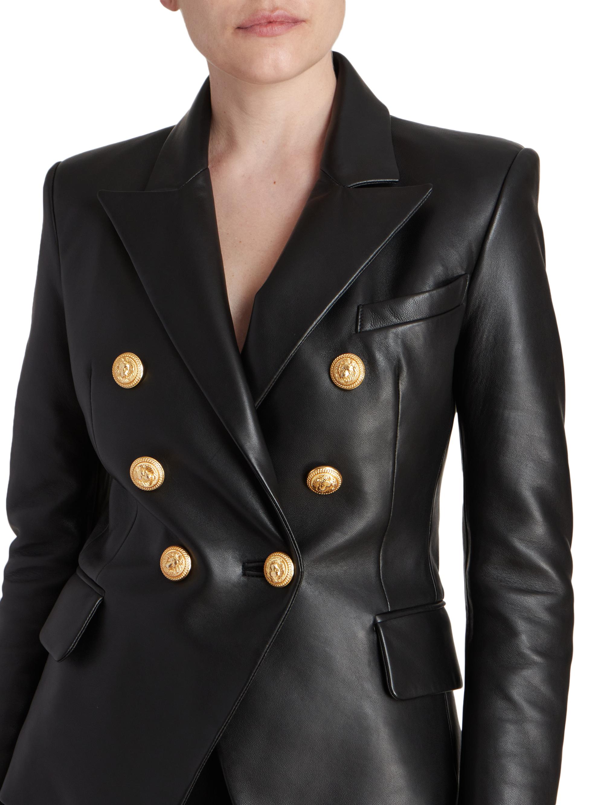 947 BALMAIN レザージャケット 9号 M 黒 金ボタン 947 BALMAIN レザージャケット 9号 M 黒 金ボタン 947 BALMAIN レザー