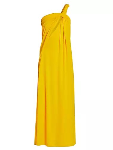 Wool Twisted One-Shoulder Maxi Dress