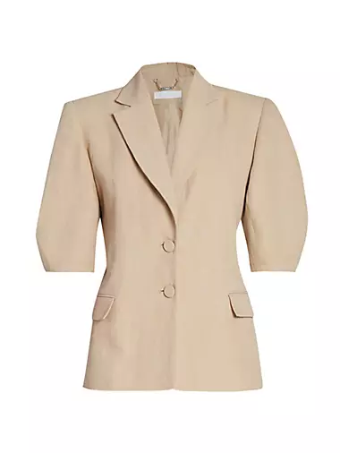 Linen Puff-Sleeve Jacket