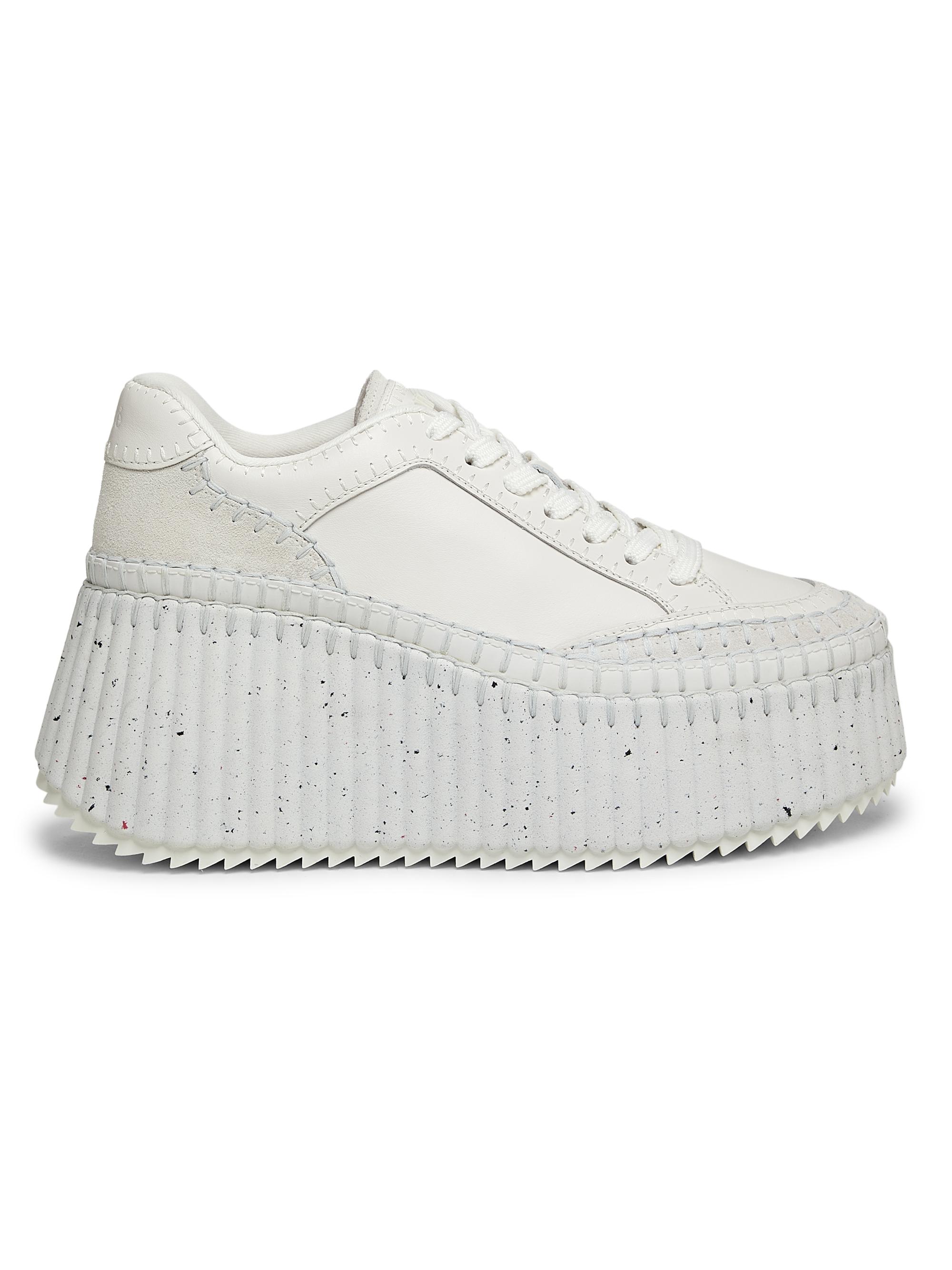 Chloé Women's Nama Leather Platform Sneakers - White