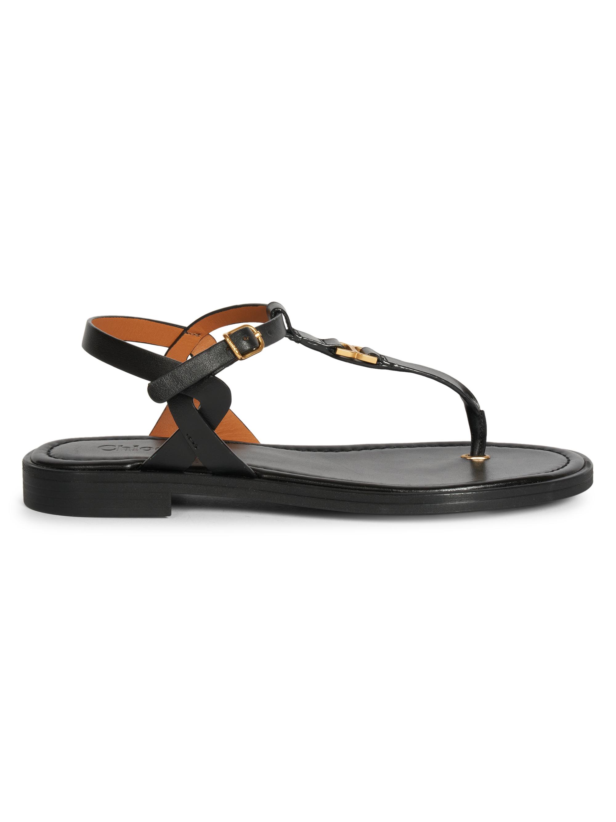 Chloé Women's Marcie Leather Thong Sandals - Black