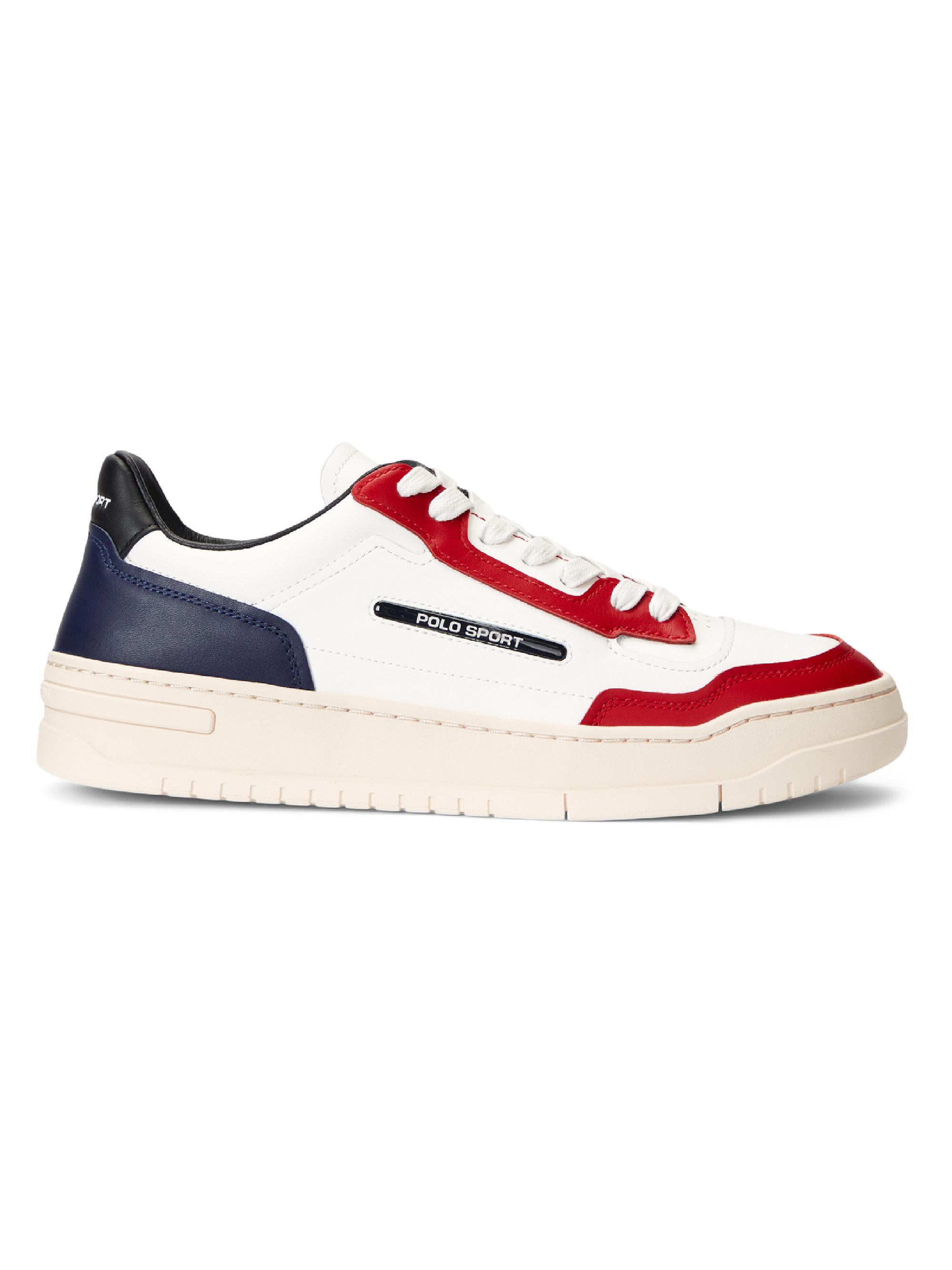 Polo Ralph Lauren Men's PS 300 Retro Leather Sneakers - White Red Navy