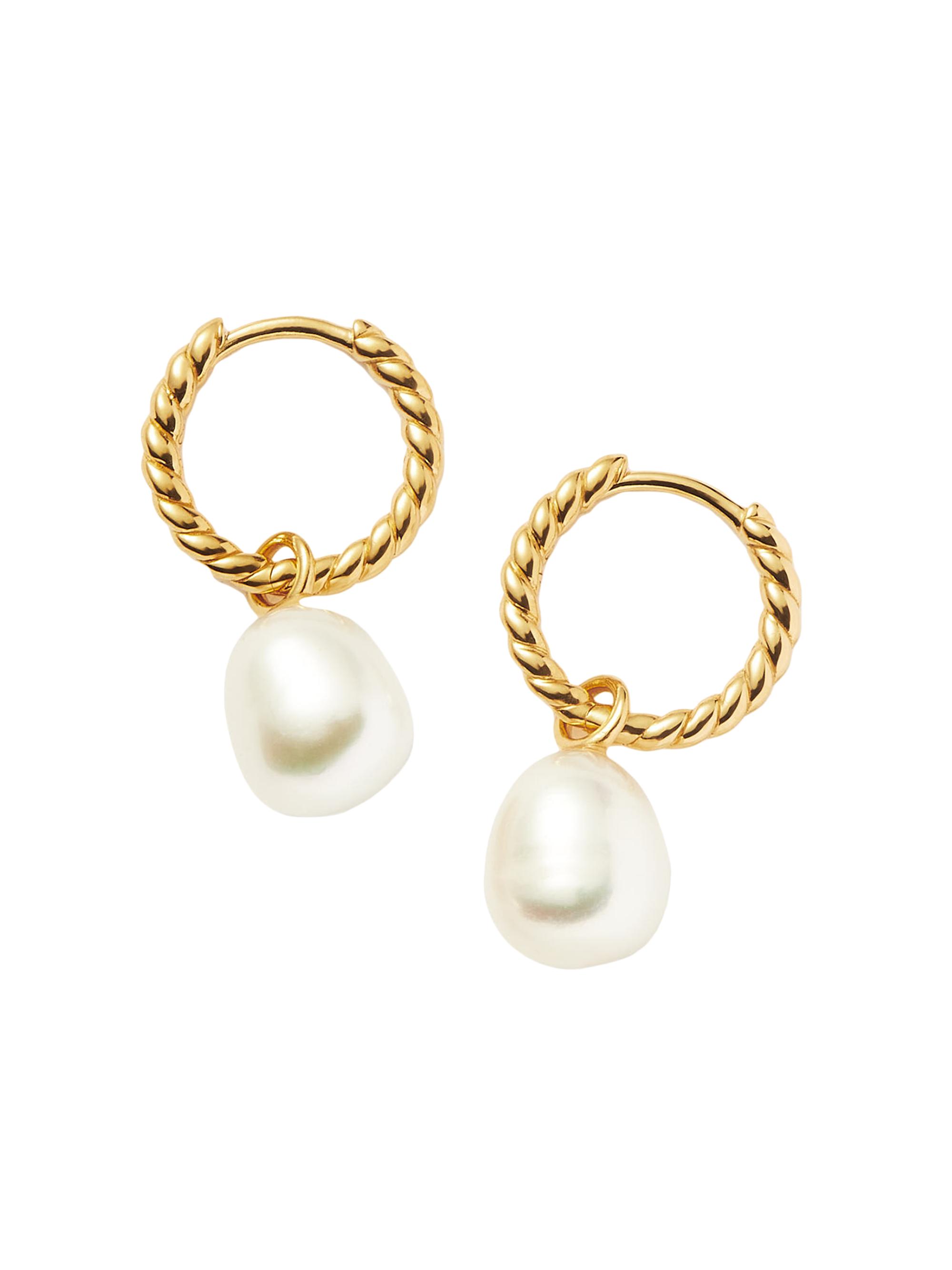 Missoma Women's Core 18K-Gold Vermeil & Cultured Freshwater Pearl Twisted Drop Hoop Earrings - Pearl