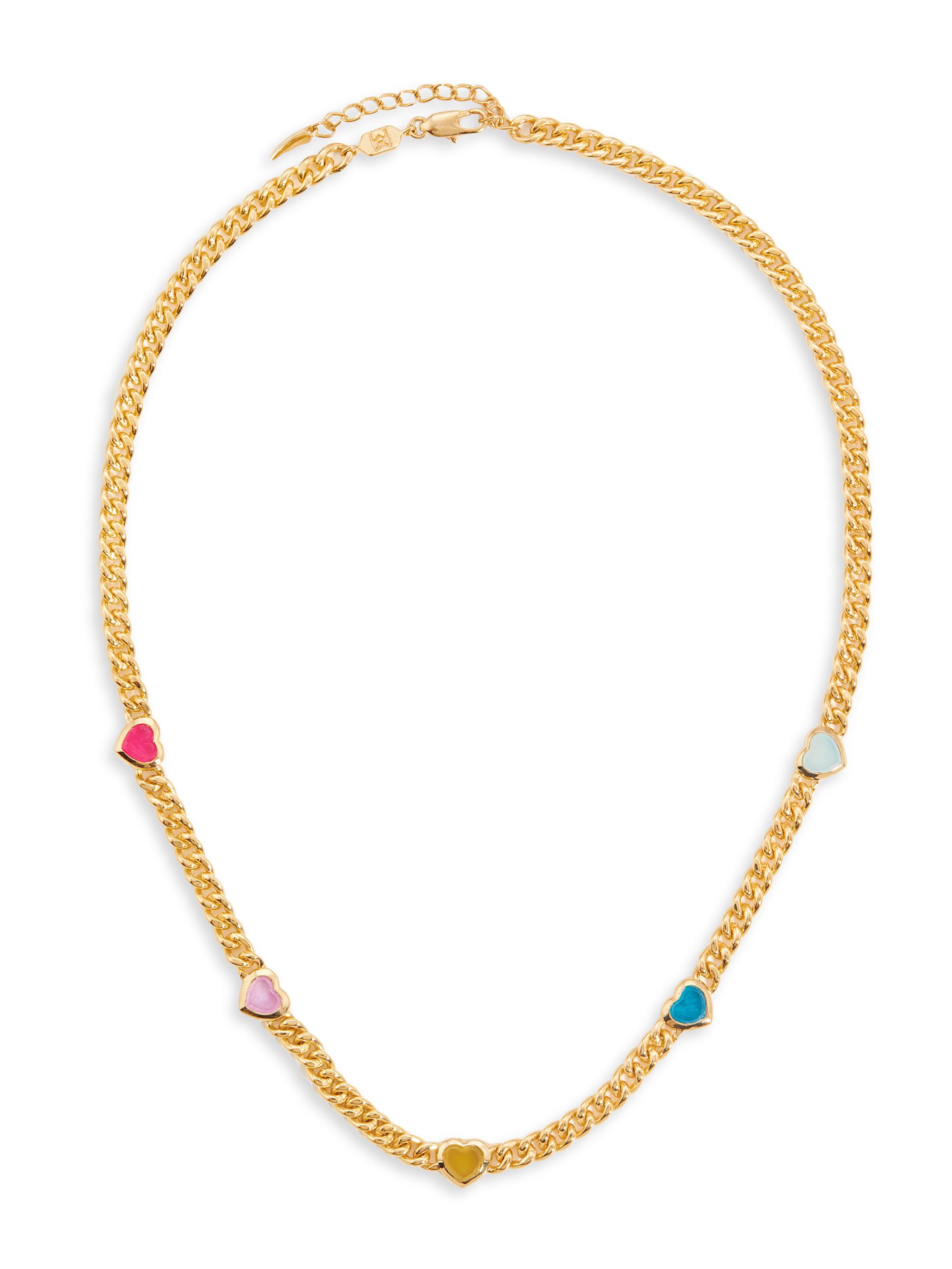 Missoma Women's Peace and Love Jelly Heart 18K-Gold-Plated, Chalcedony & Quartz Curb Chain Necklace - Gold