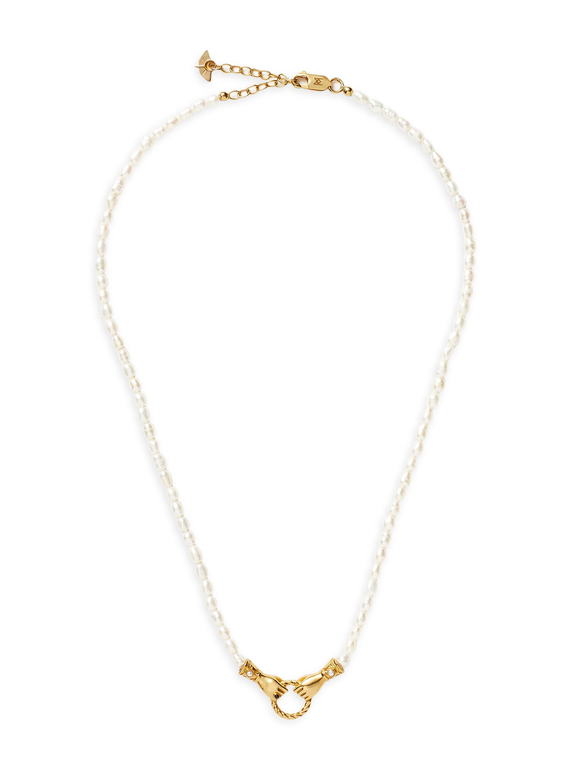 Missoma Women's Harris Reed x  In Good Hands 18K-Gold-Plated, Black Onyx & Cultured Freshwater Pearl Necklace - Pearl