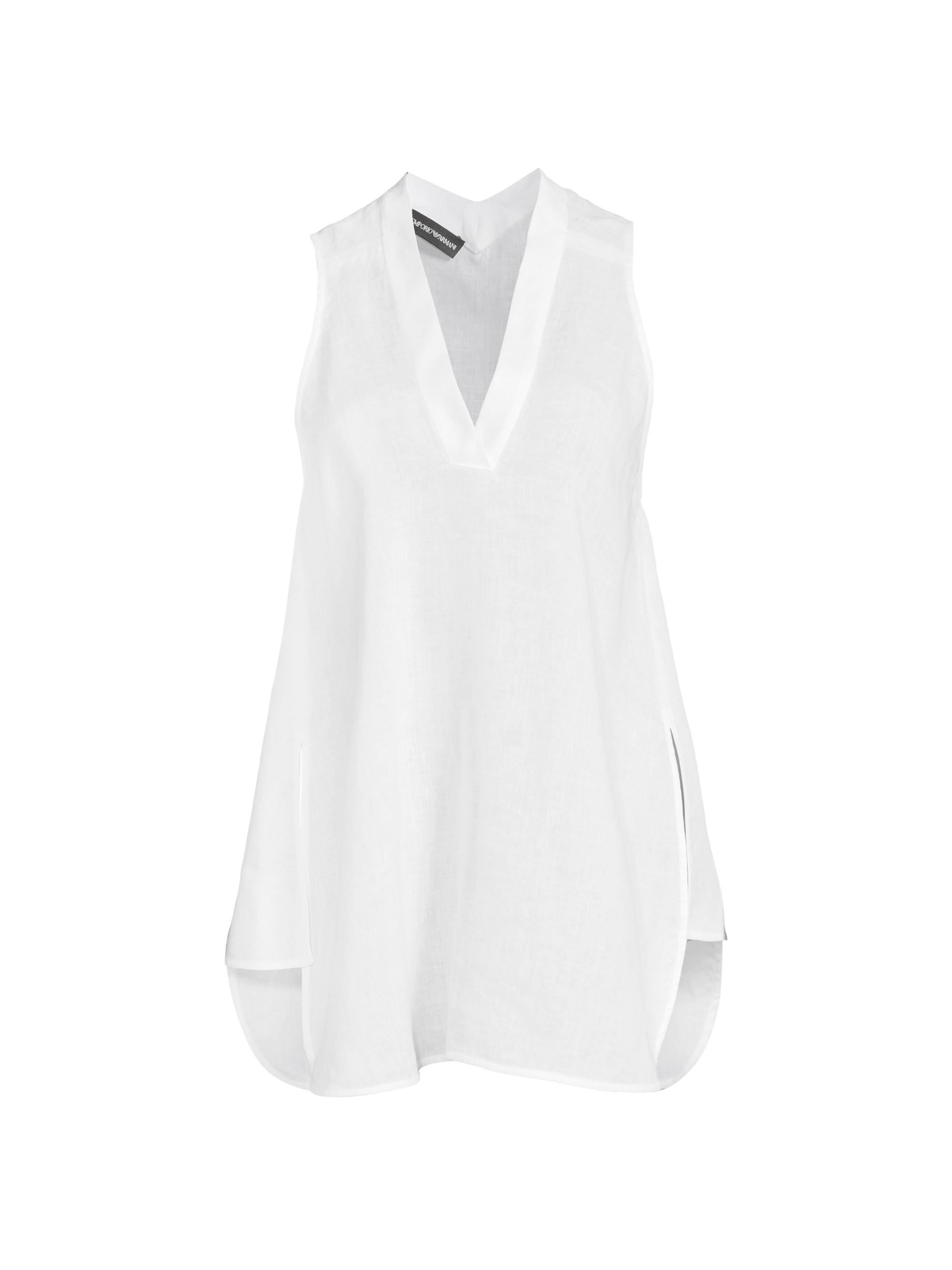 Emporio Armani Women's Sleeveless Linen Blouse - White