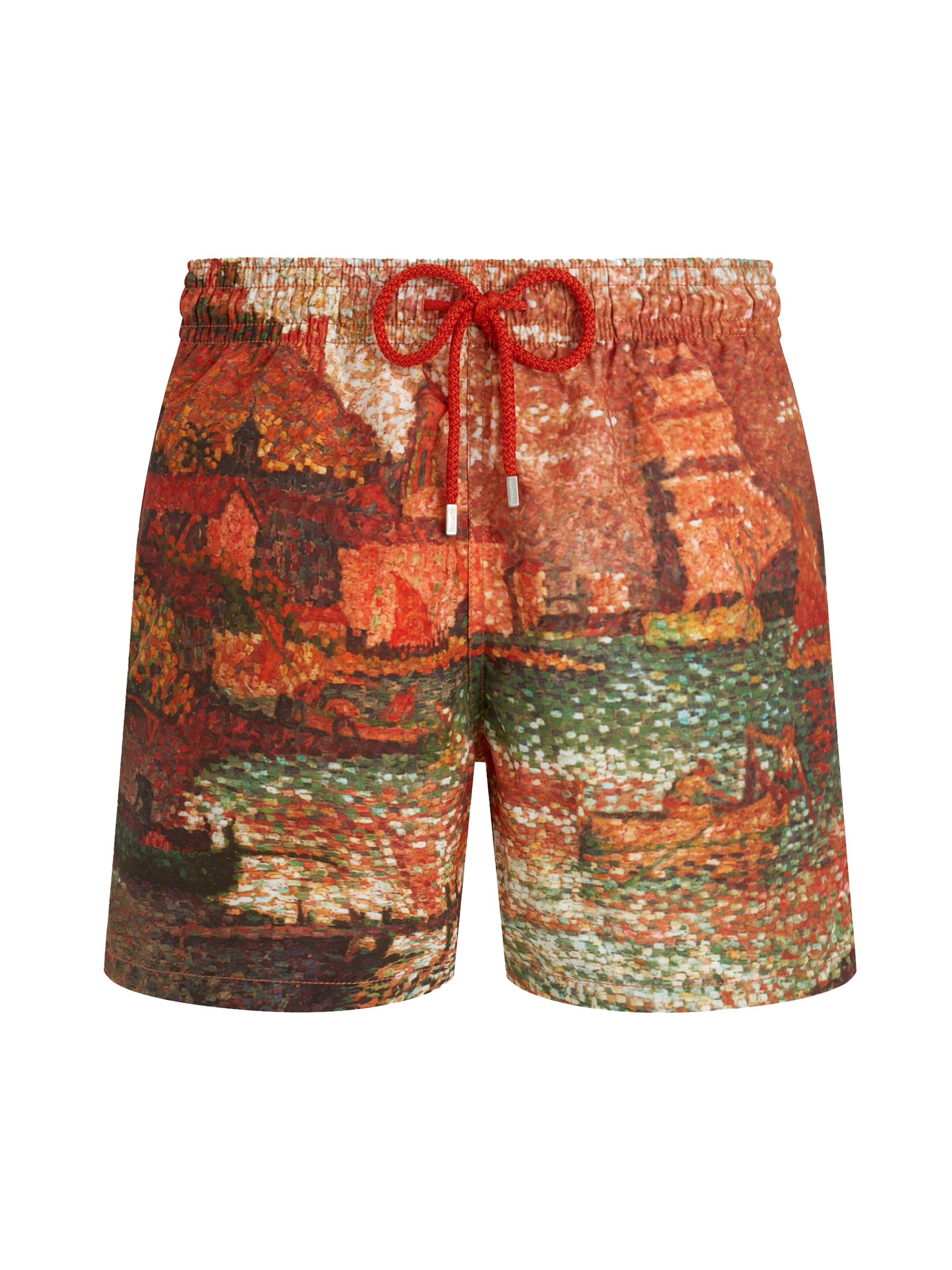 Vilebrequin Men's  x Paul Signac Sortie Port Swim Trunks - Brick