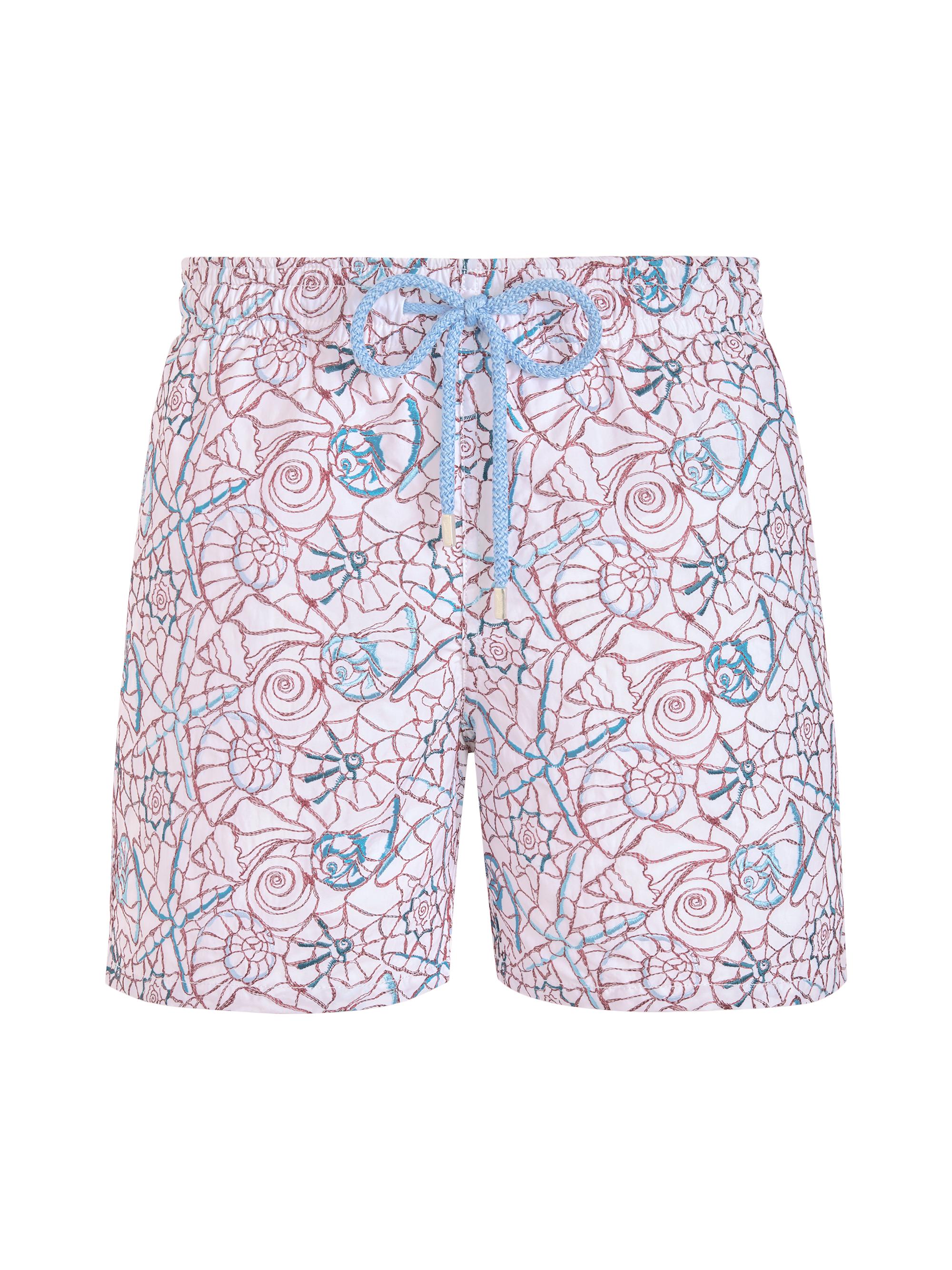 Vilebrequin Men's Noumea Sea Embroidered Swim Trunks - Blanc