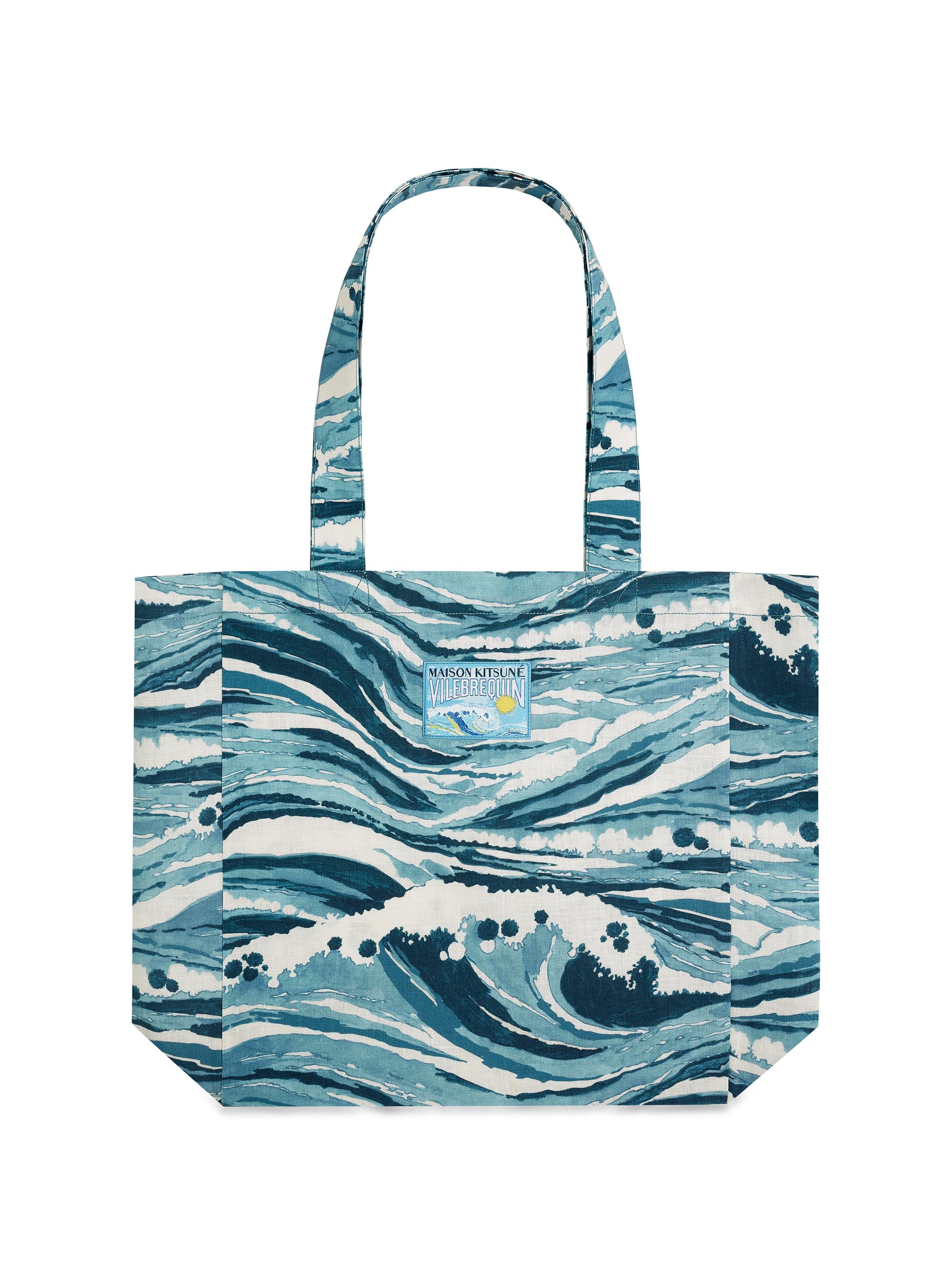 Vilebrequin Men's  x Maison Kitsuné Balade Wave Cotton Tote Bag - Blue