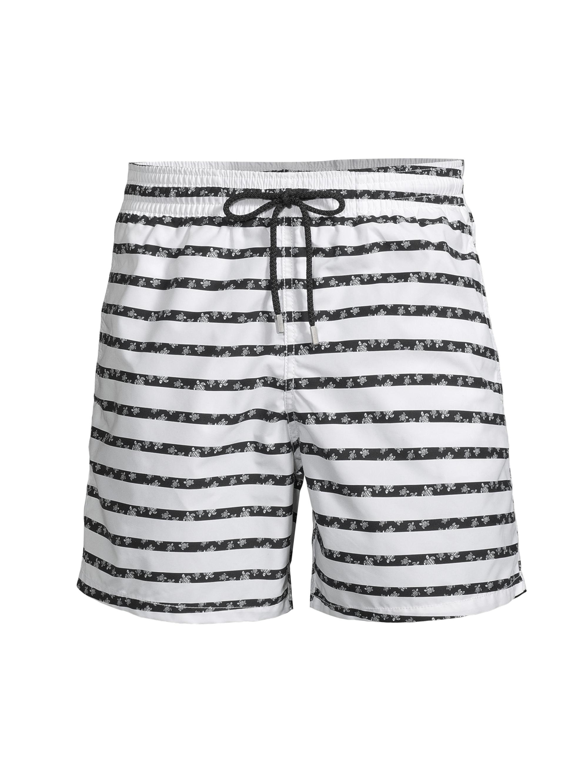 Vilebrequin Men's Striped Turtle Swim Shorts - White