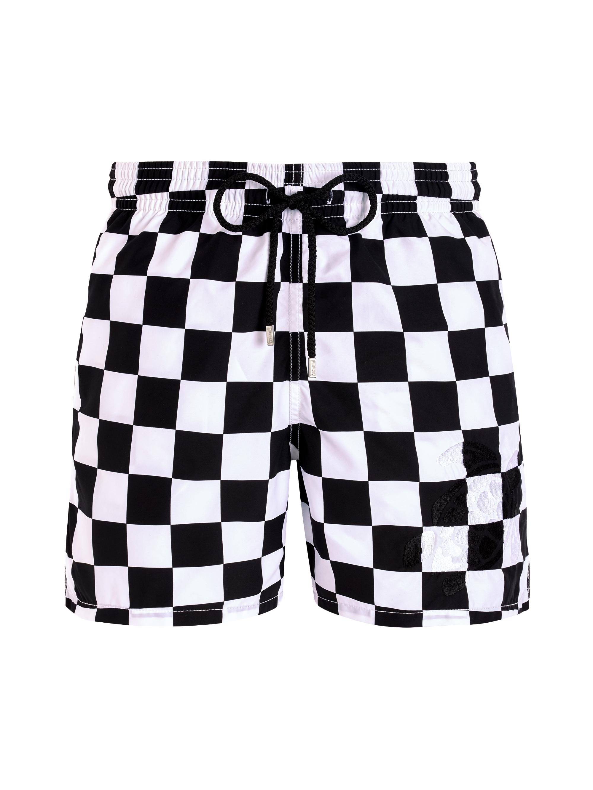 Vilebrequin Men's Damier Print Swim Trunks - White
