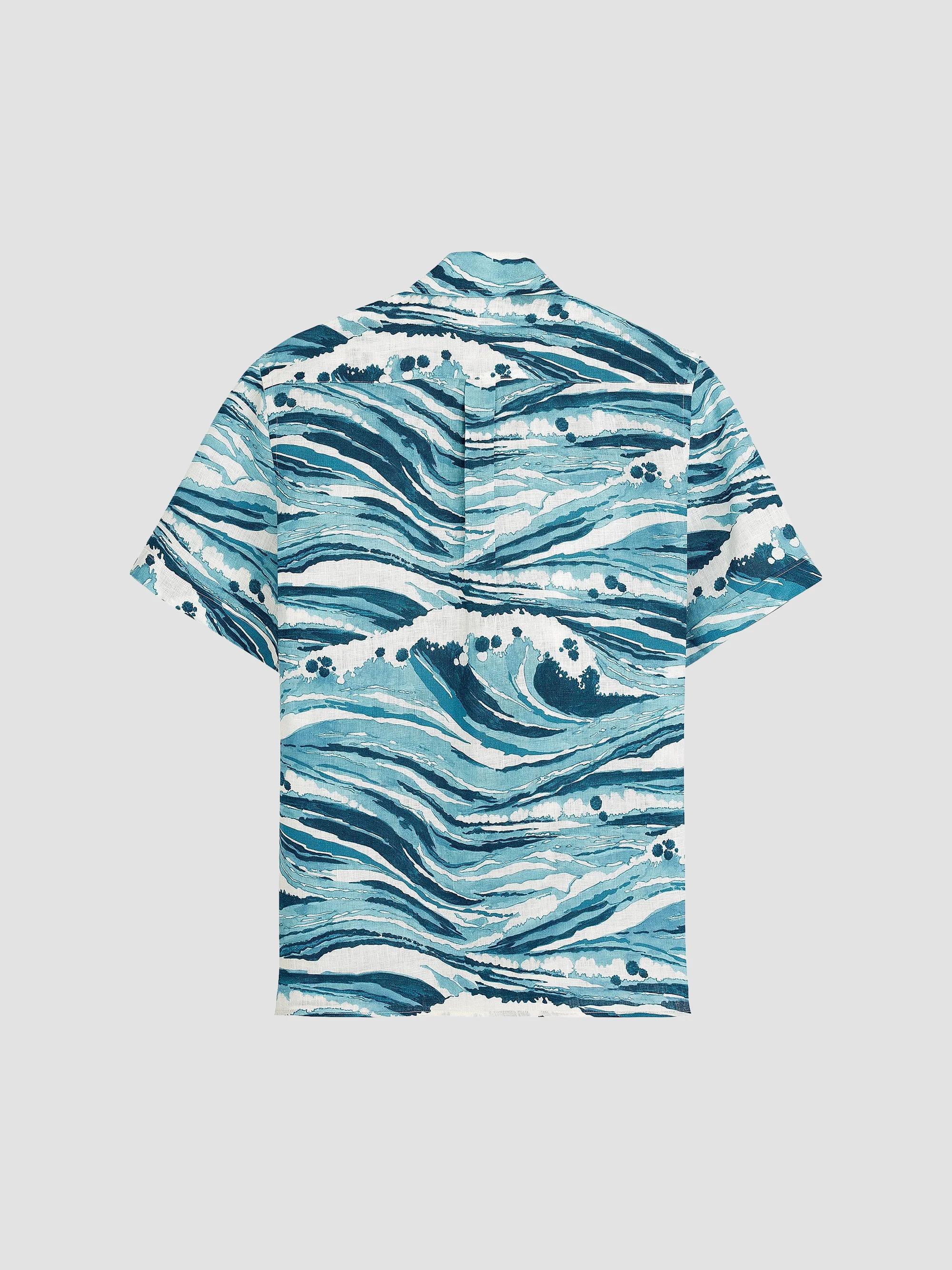 Vilebrequin Vilebrequin x Maison Kitsuné Wave Linen Short-Sleeve