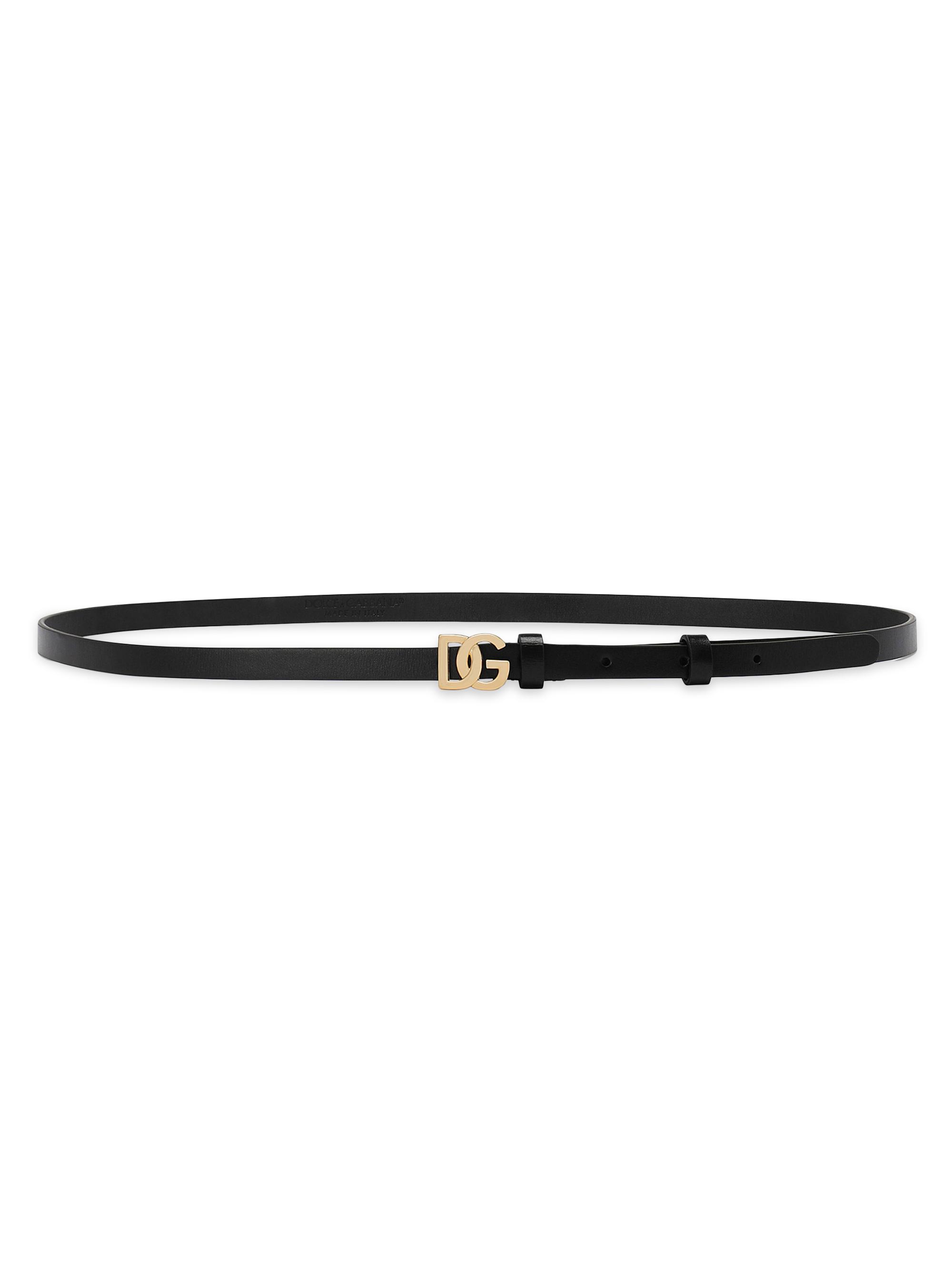 Dolce & Gabbana Women's Leather Logo Belt - Black Light Gold