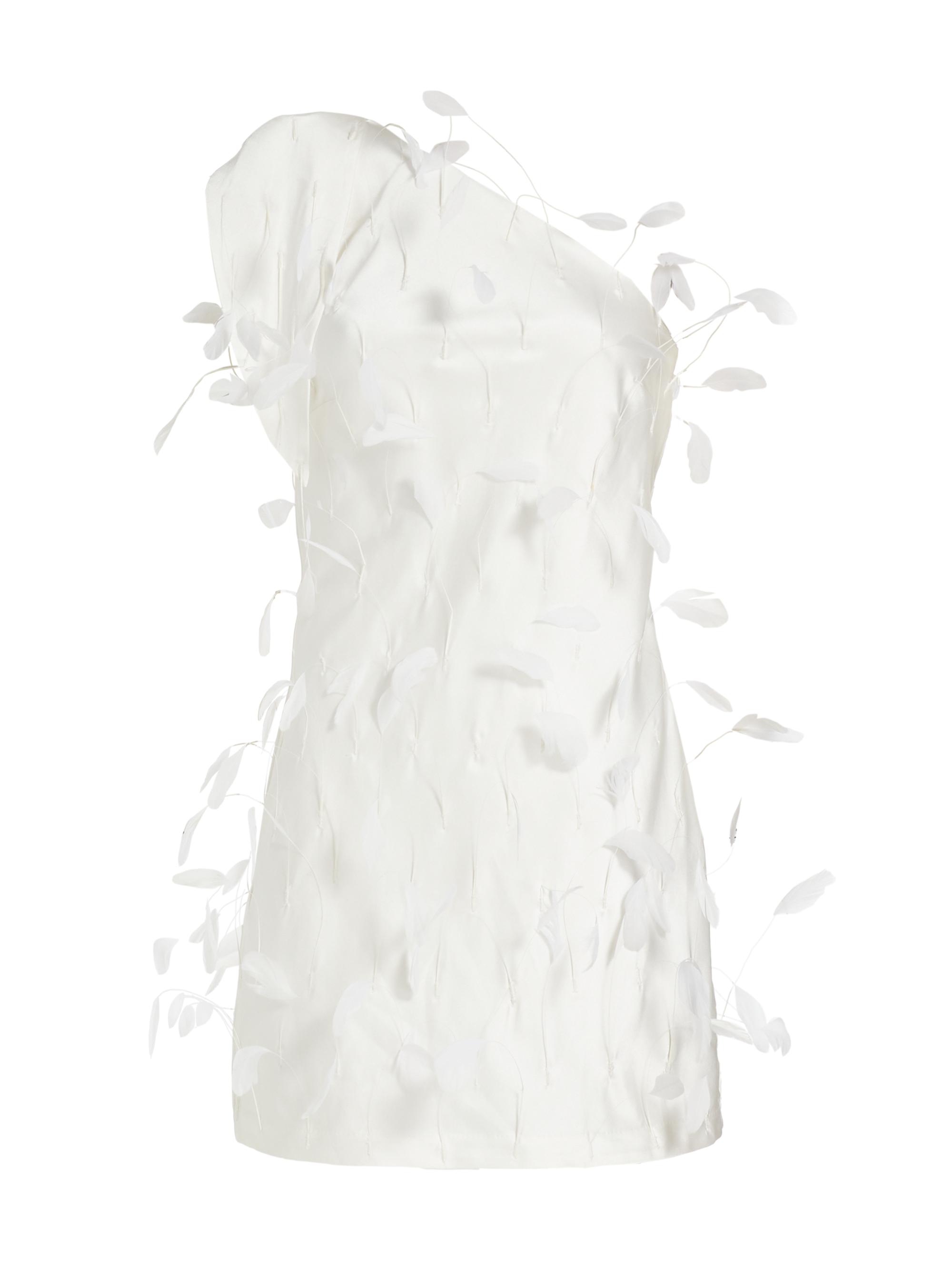 Cult Gaia Women's Hayes Feather-Trimmed Silk Minidress - Off White
