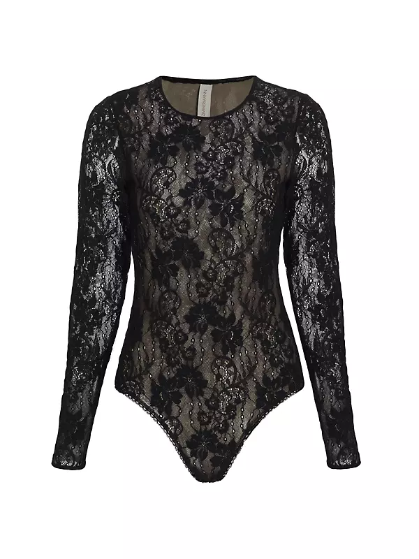 All About That Lace Black Lace Long Sleeve Bodysuit