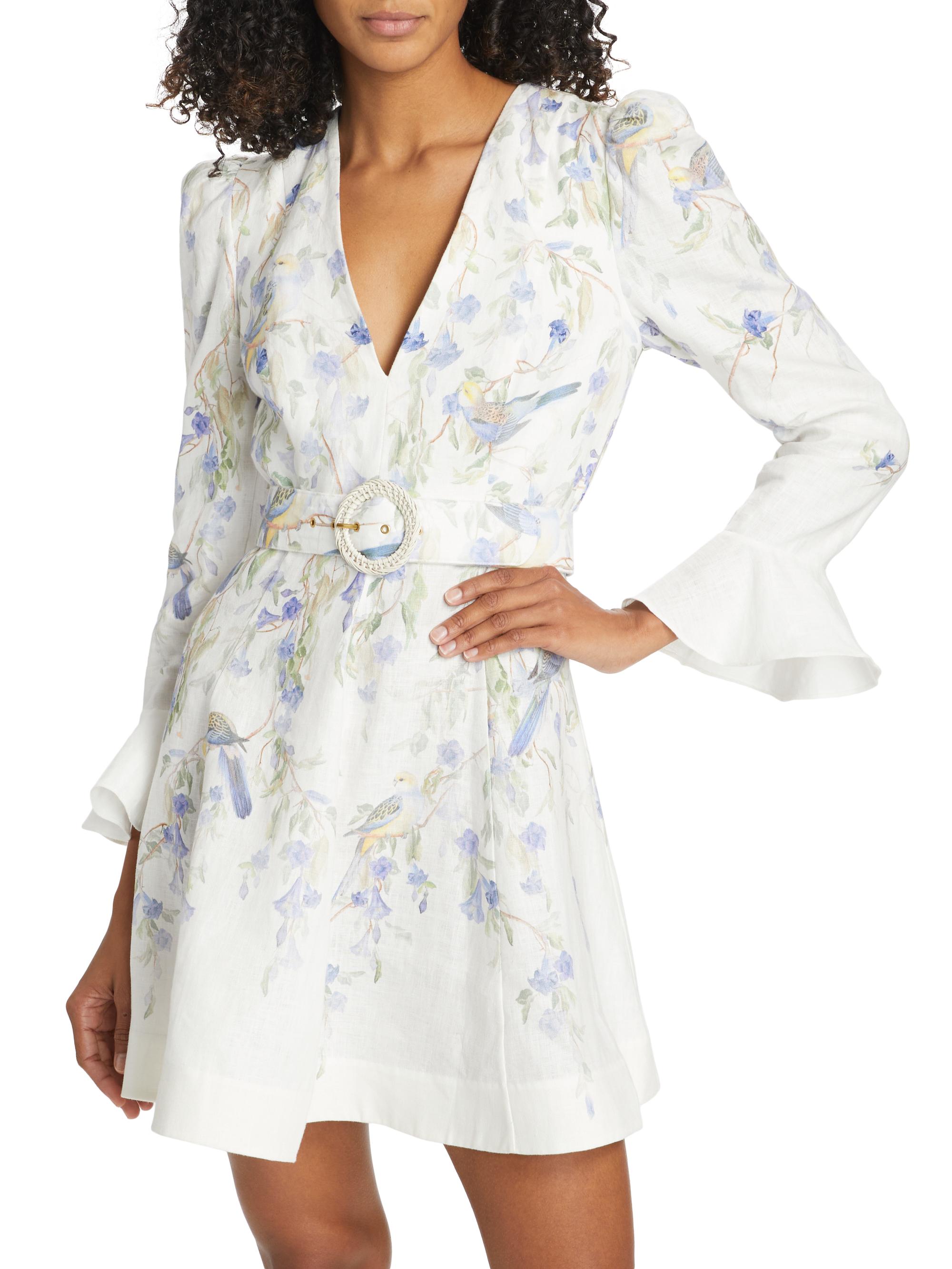 ZIMMERMANN August Plunge linen mini dress - White