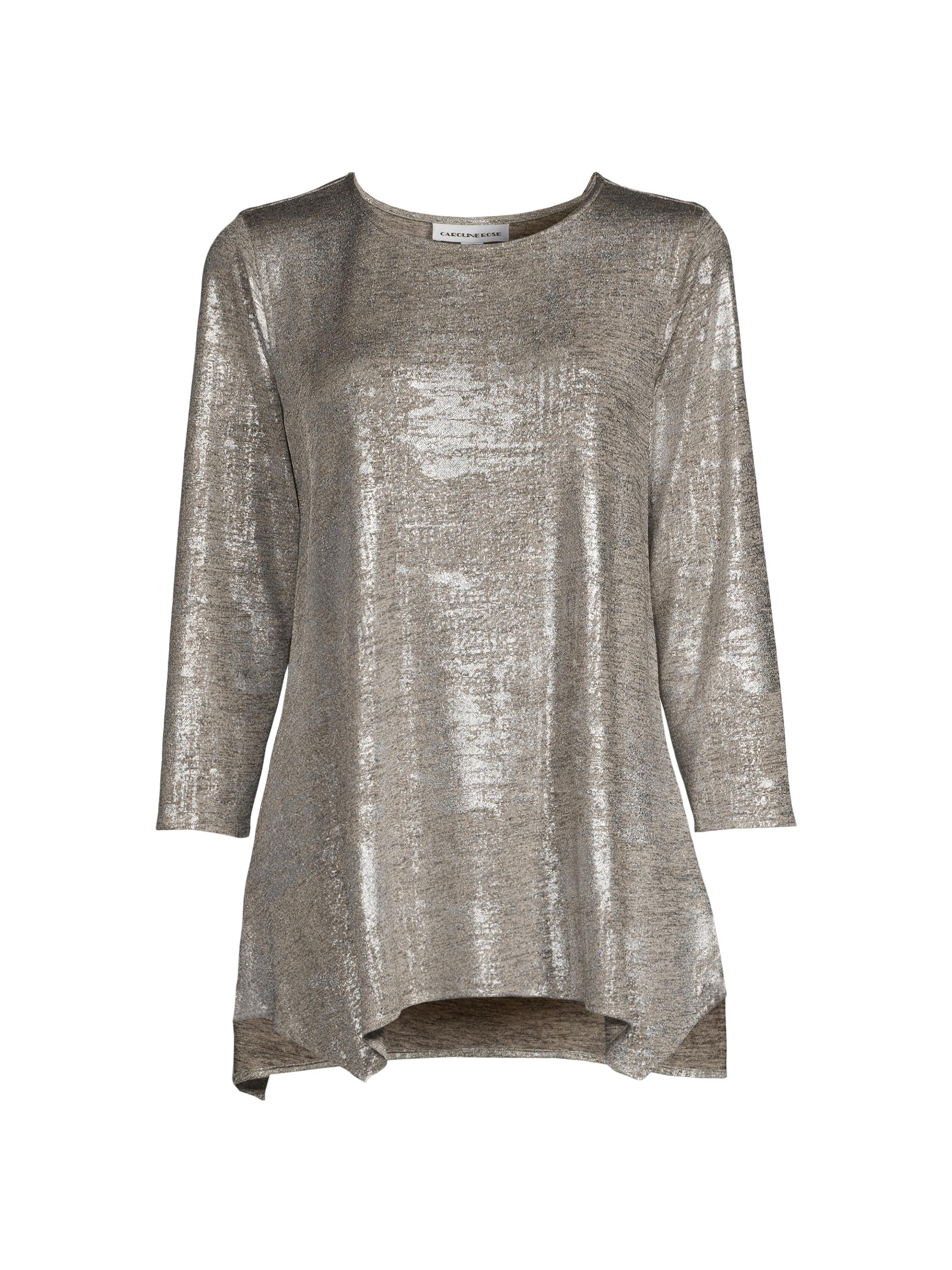 Caroline Rose Women's Reflection Knit Blouse - Silver