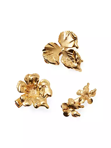 LELET NY Monarch set of three gold-plated hair clips