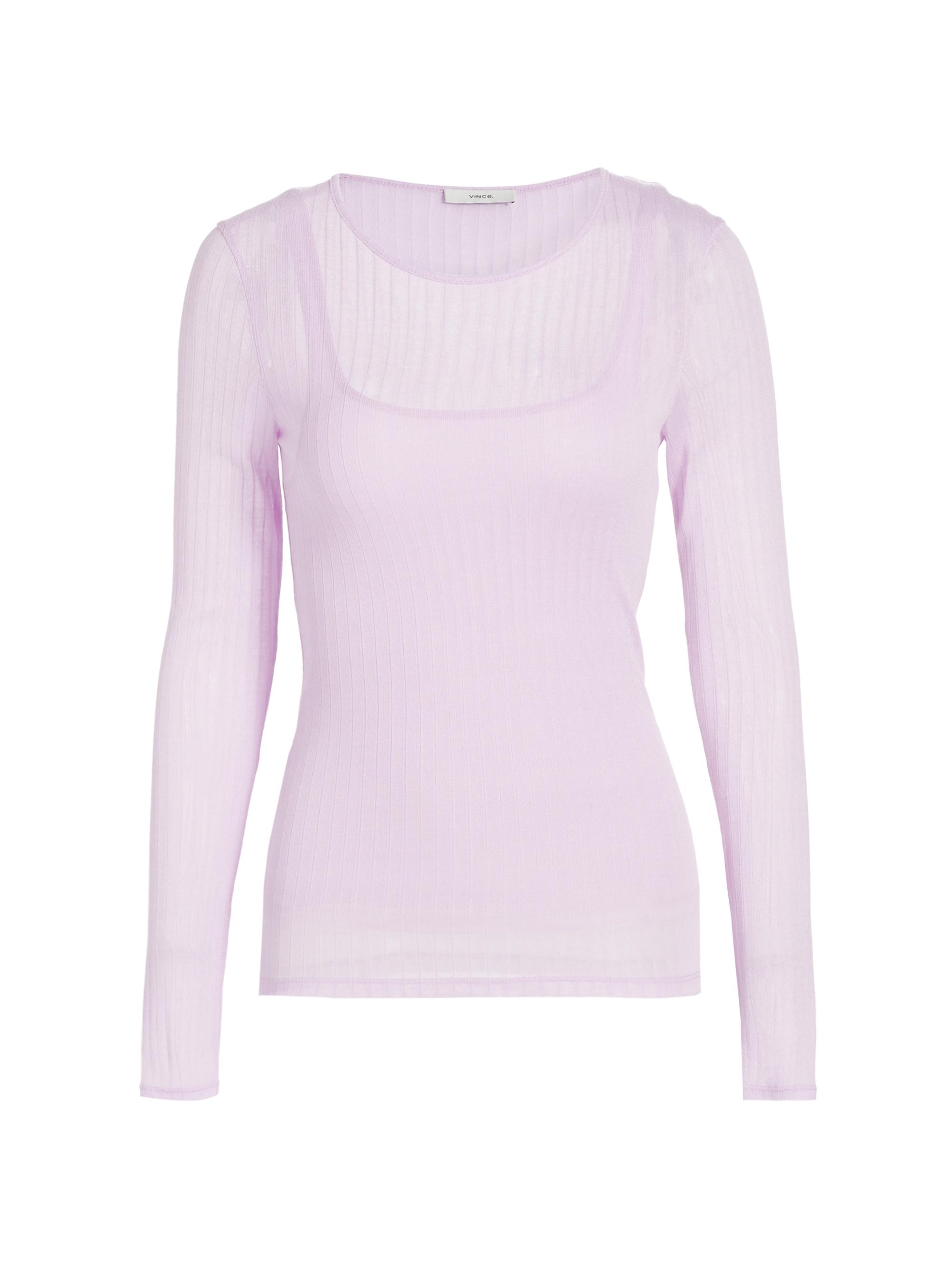 Vince Women's Sheer Crewneck Sweater - Dark Peony