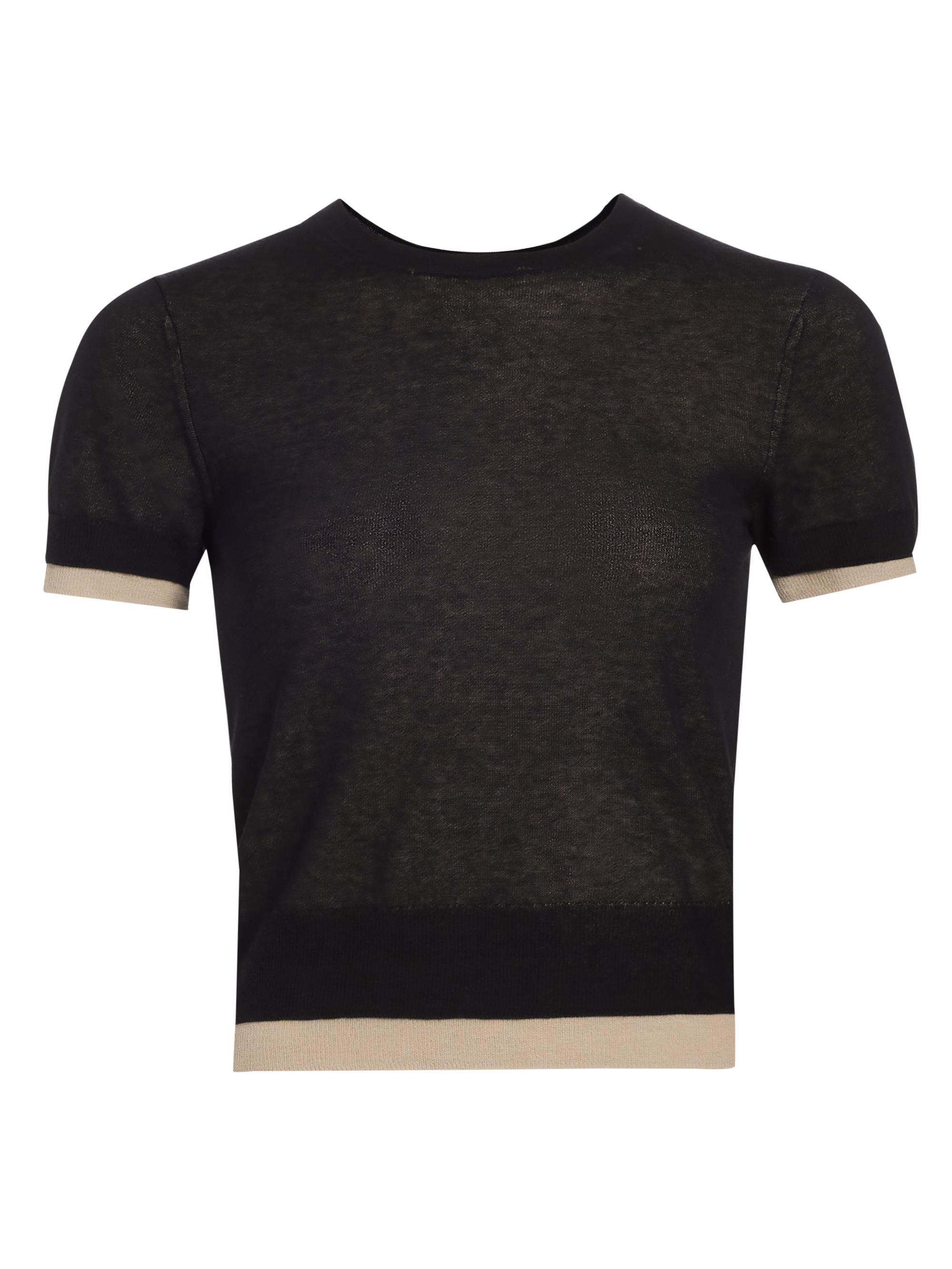 Vince Women's Double Layer T-Shirt - Black Oat Sand Combo