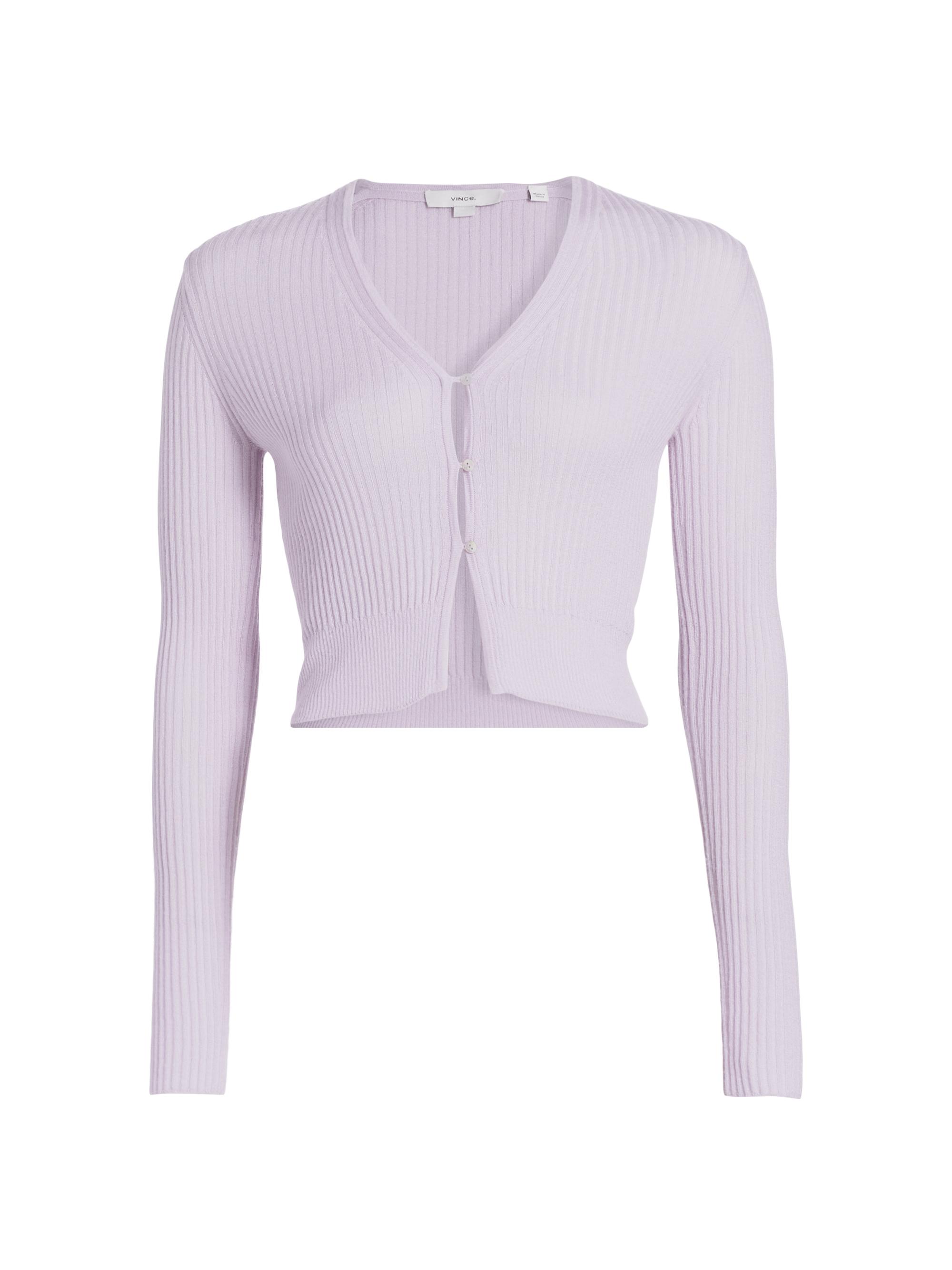 Vince Women's Shrunken Rib-Knit Cardigan - Sweet Pea