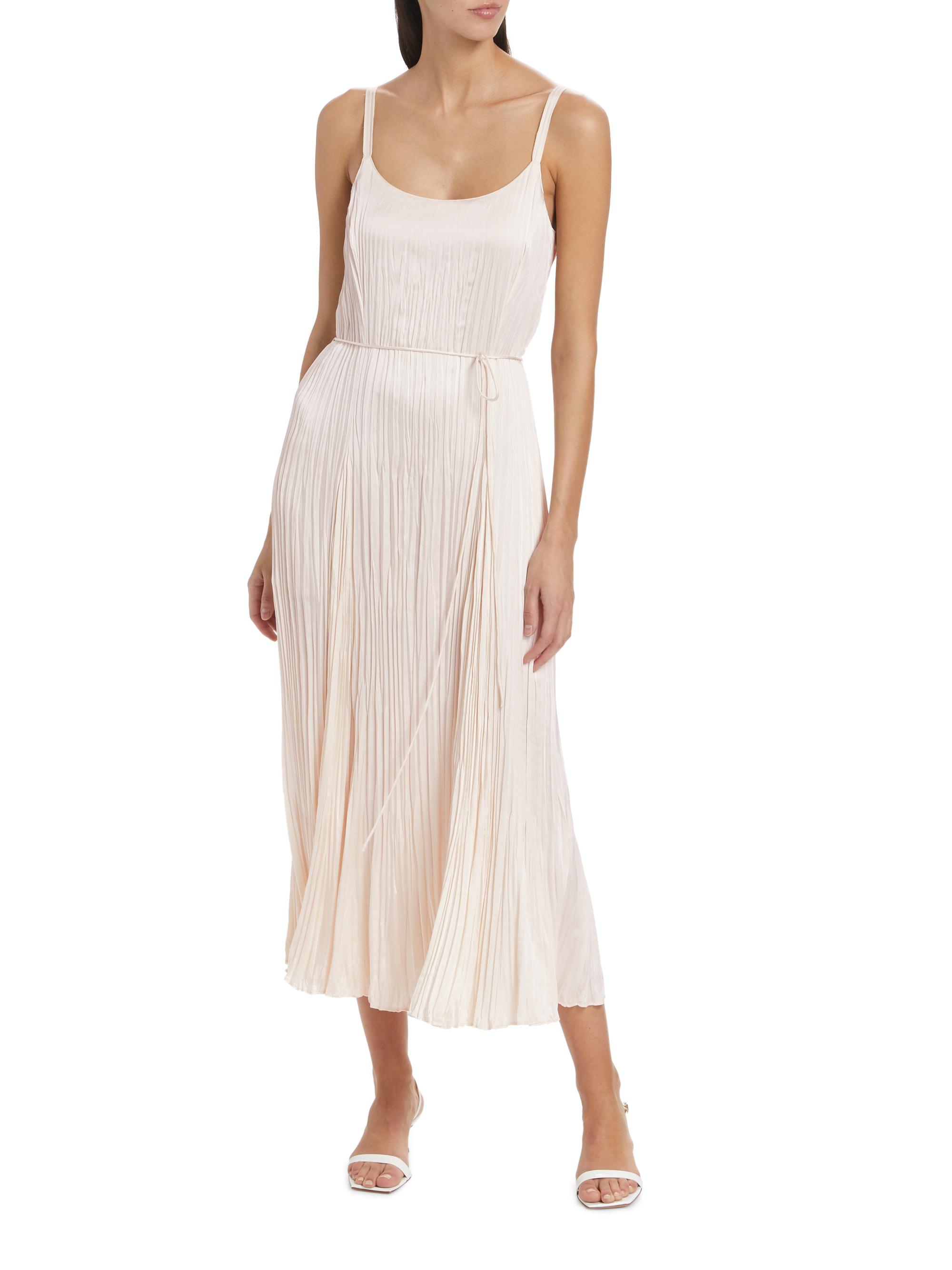 open lace back dress Pink Pleated Sash Tie Midi Dress  PinkBlush