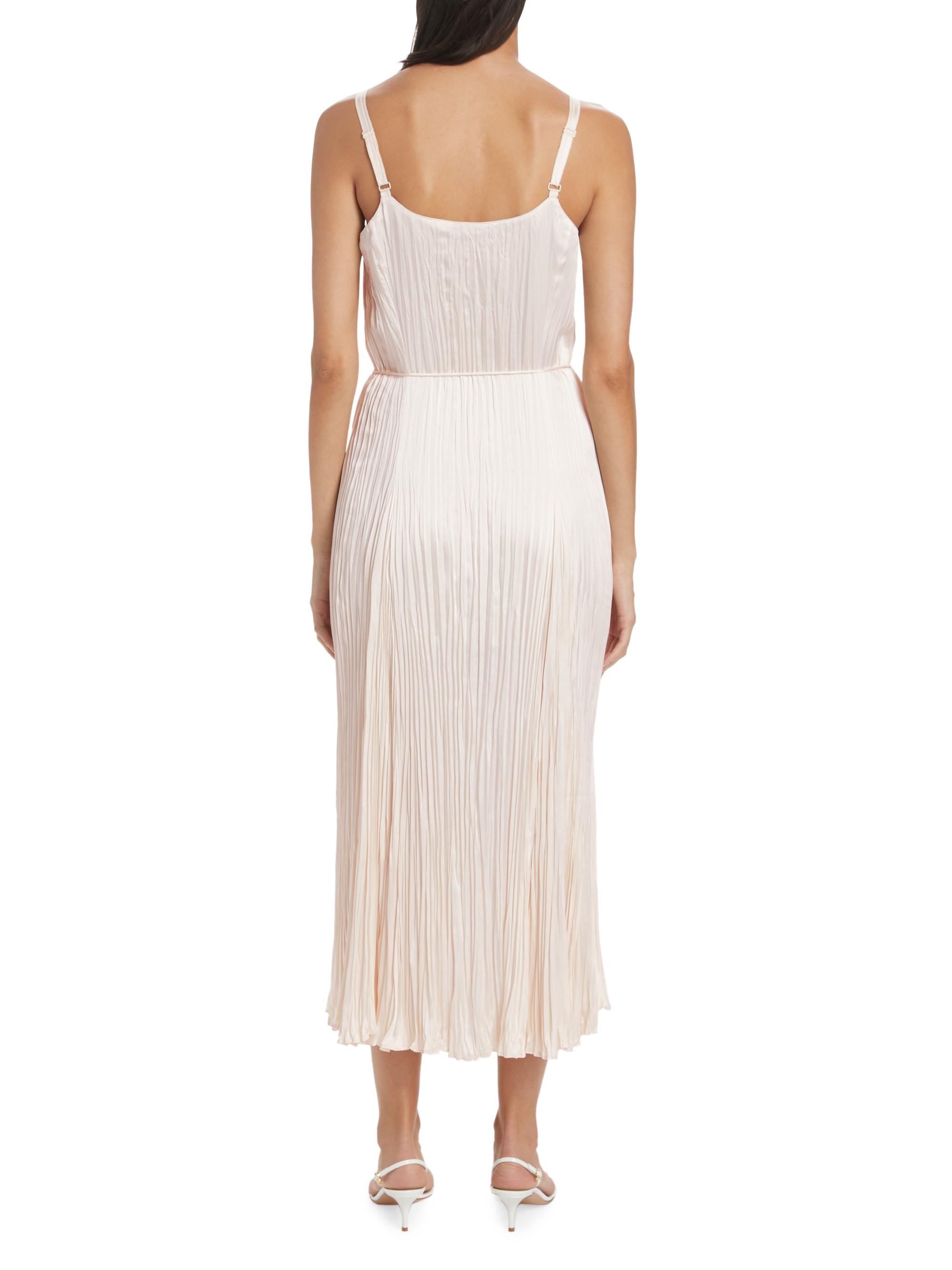 Vince Crushed Satin Pleated Tie-Waist Slip Midi-dress | Saks Fifth Avenue