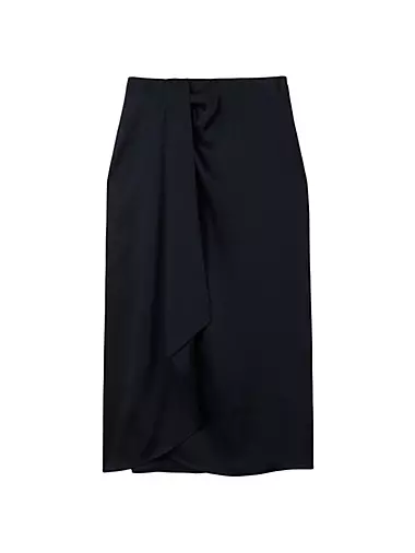 Bella Draped Tie-Waist Midi-Skirt