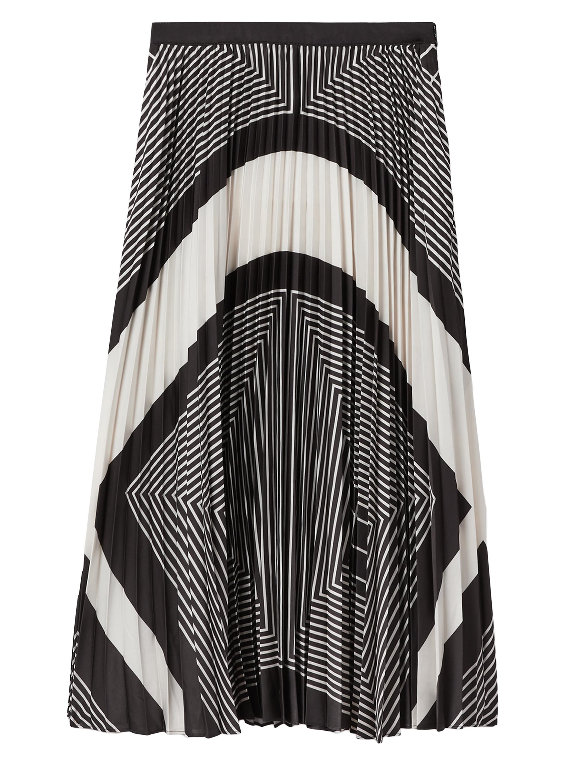 Reiss Women's Gabi Geometric Pleated Midi-Skirt - Black Cream