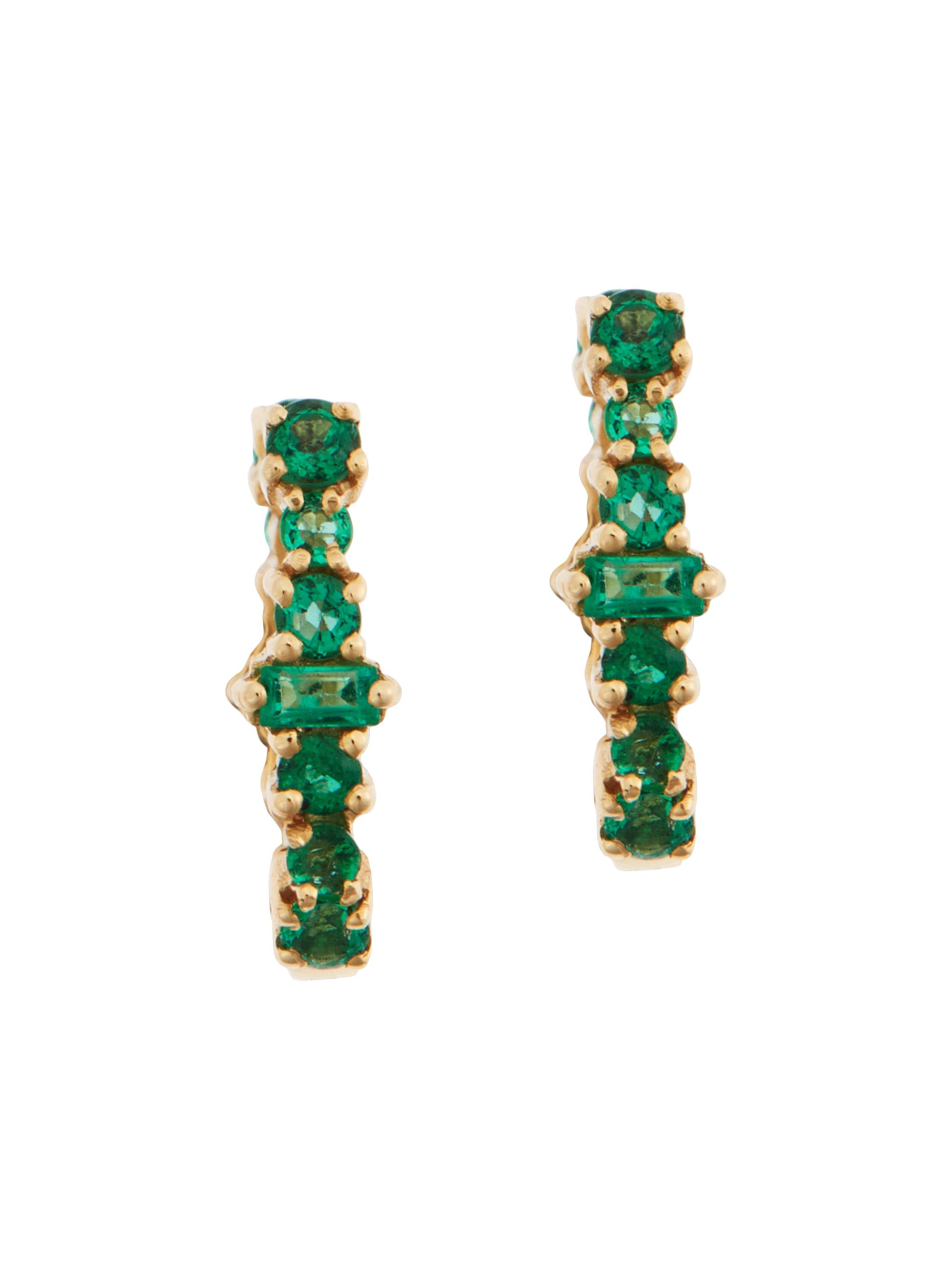 Ileana Makri Women's Rivulet 18K Yellow Gold & Emerald  Oval Hoop Earrings - Emerald