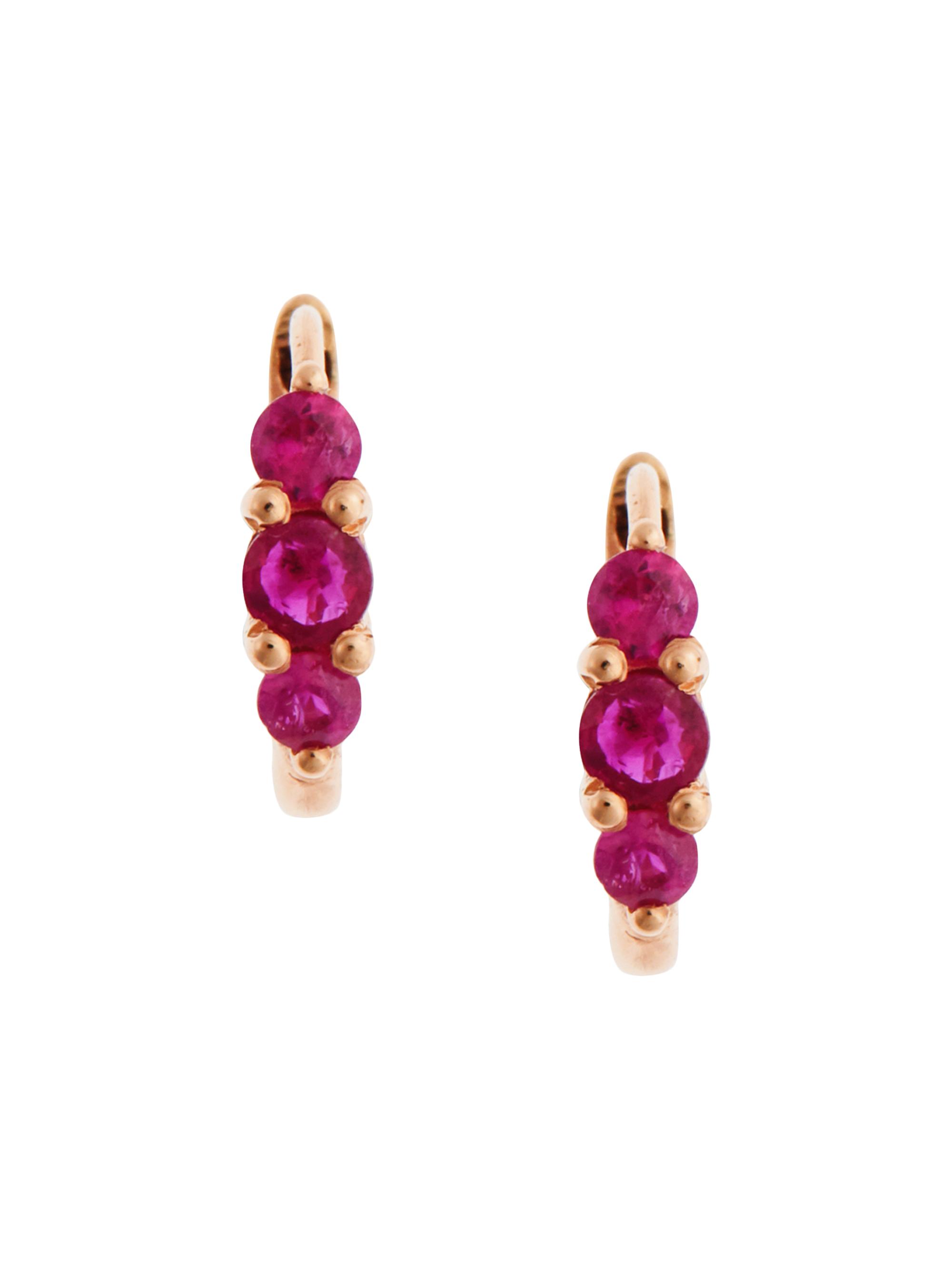 Ileana Makri Women's Rivulet 14K Rose Gold & Ruby  Oval Hoop Earrings - Ruby