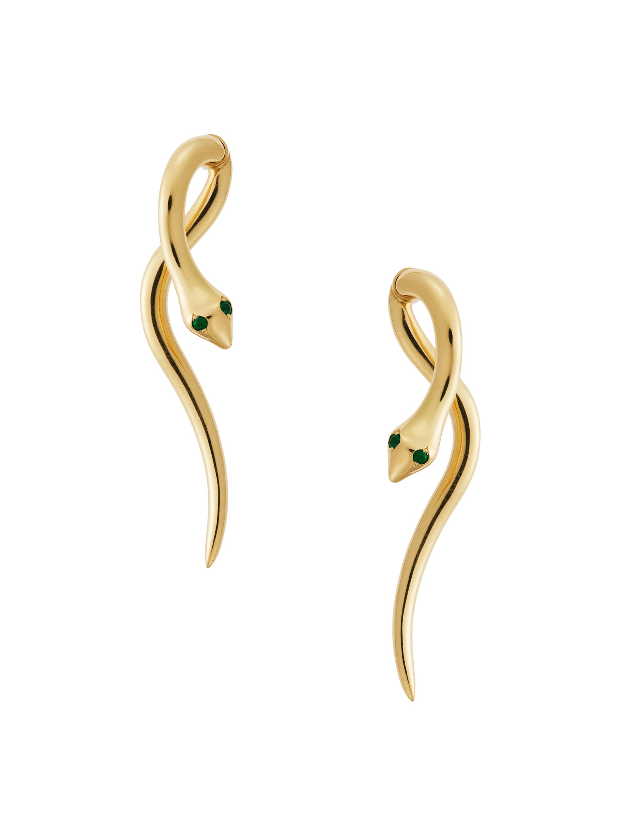 Ileana Makri Women's Snakes Boa 18K Yellow Gold & Emerald Earrings - Gold