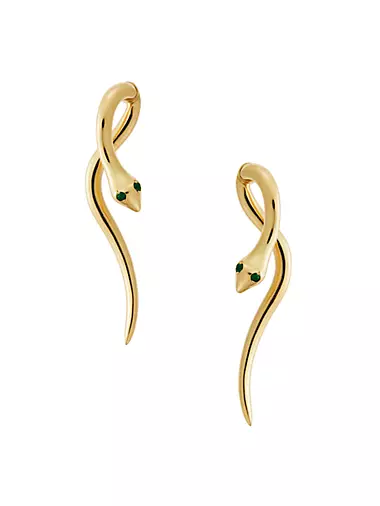 Snakes Boa 18K Yellow Gold & Emerald Earrings