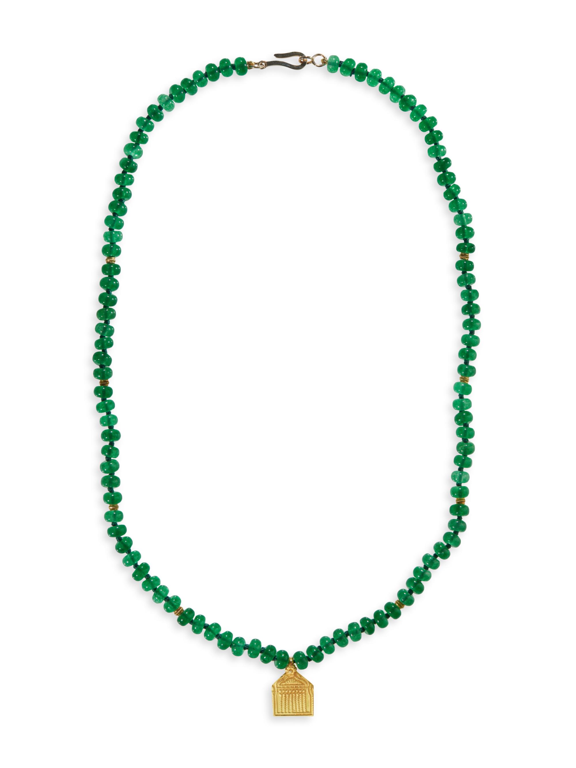 Ileana Makri Women's Globetrotter 18K Yellow Gold & Emerald Jade Beaded Pendant Necklace - Emerald