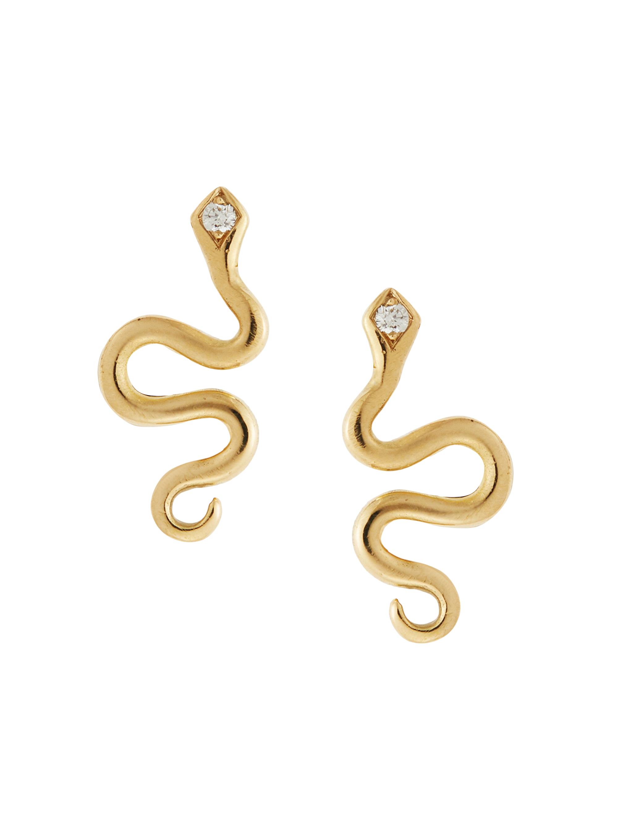Ileana Makri Women's Snakes 18K Yellow Gold & 0.03 TCW Diamond Stud Earrings - Gold